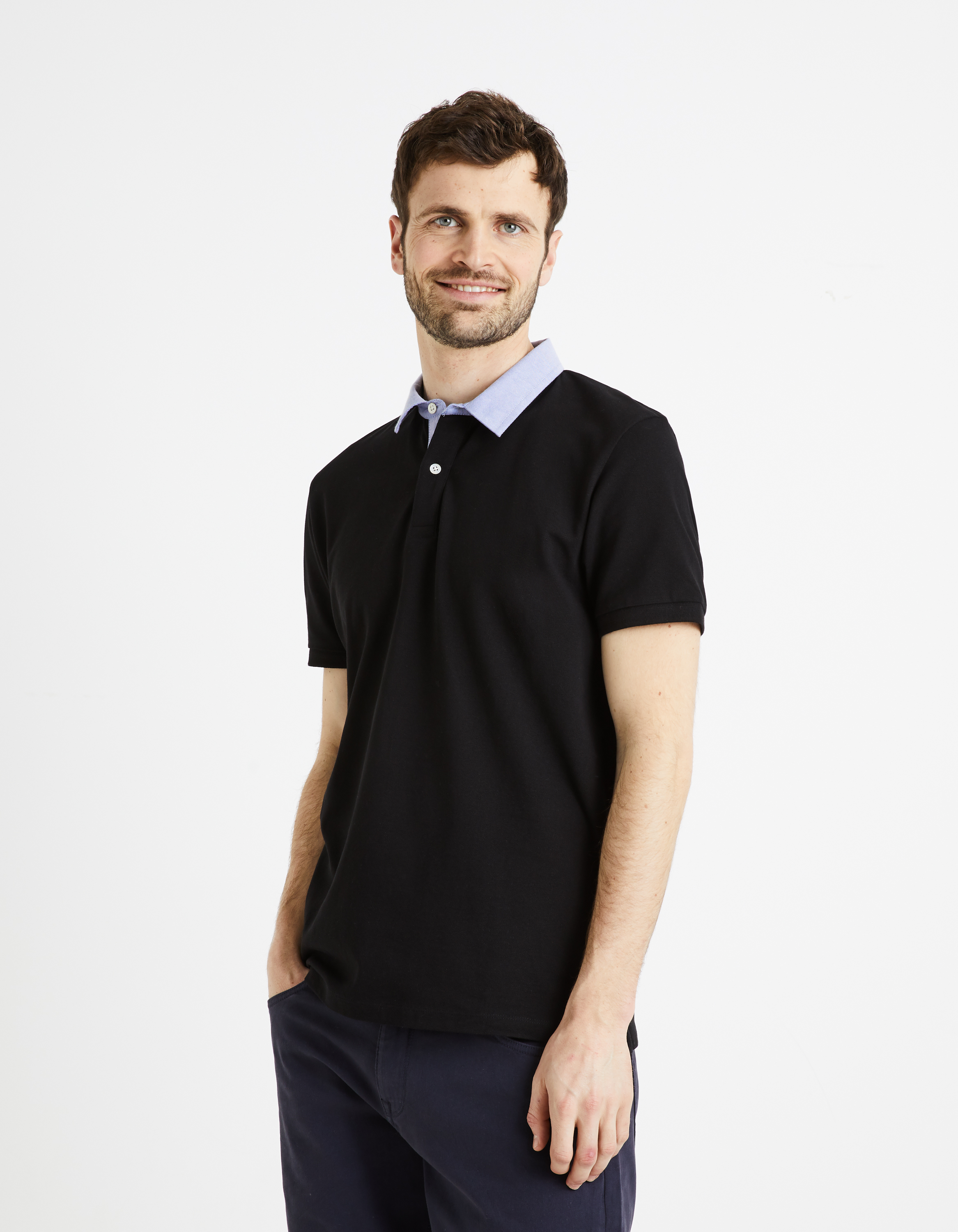Polo piqué col chemise 100% coton - camaieu - Modalova