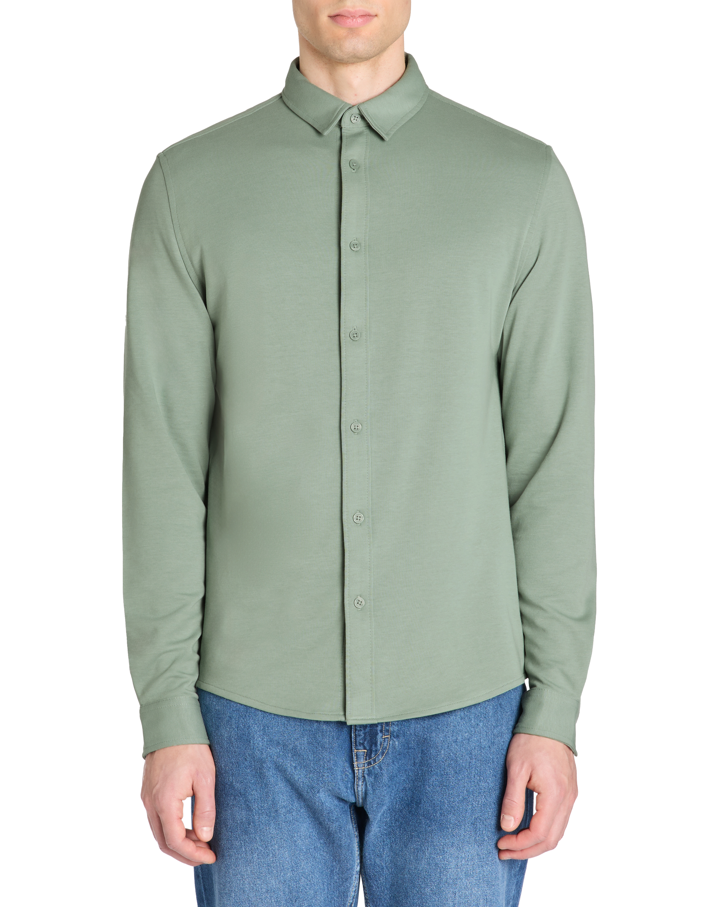Chemise regular en jersey - kaki - camaieu - Modalova