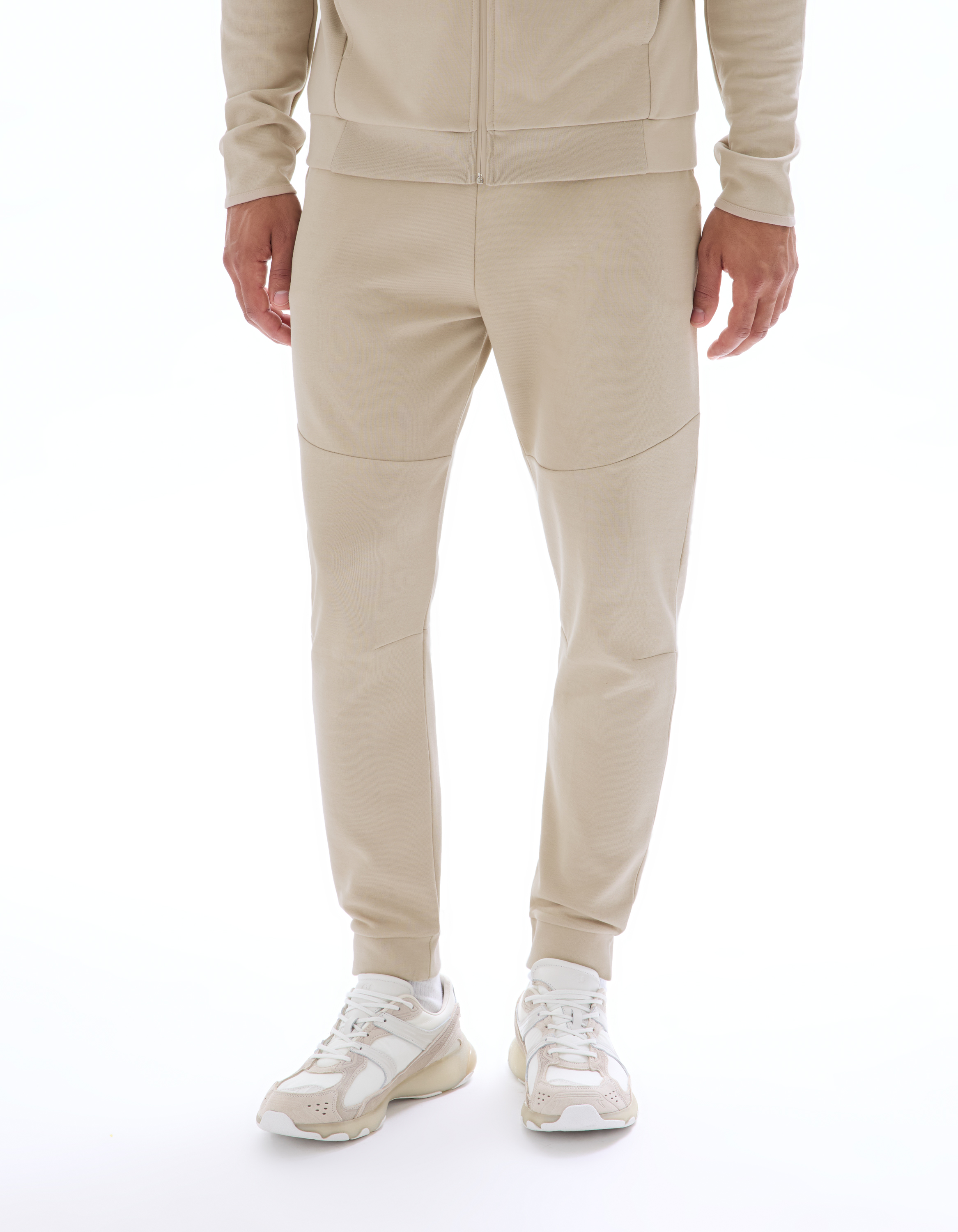 Pantalon jogging slim en maille - écru - camaieu - Modalova