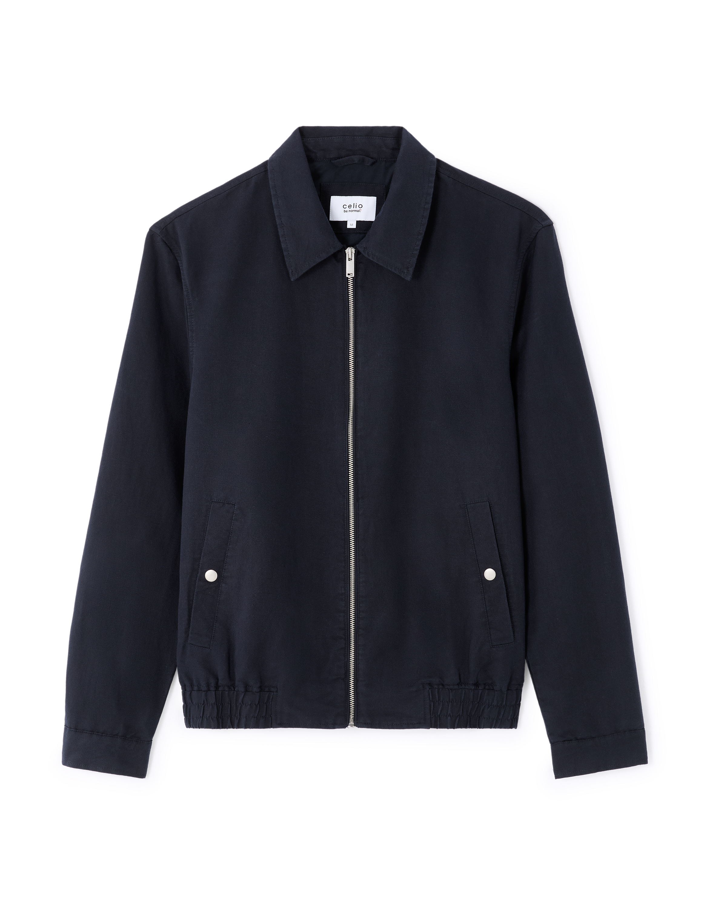 Blouson col chemise en lin et coton - marine