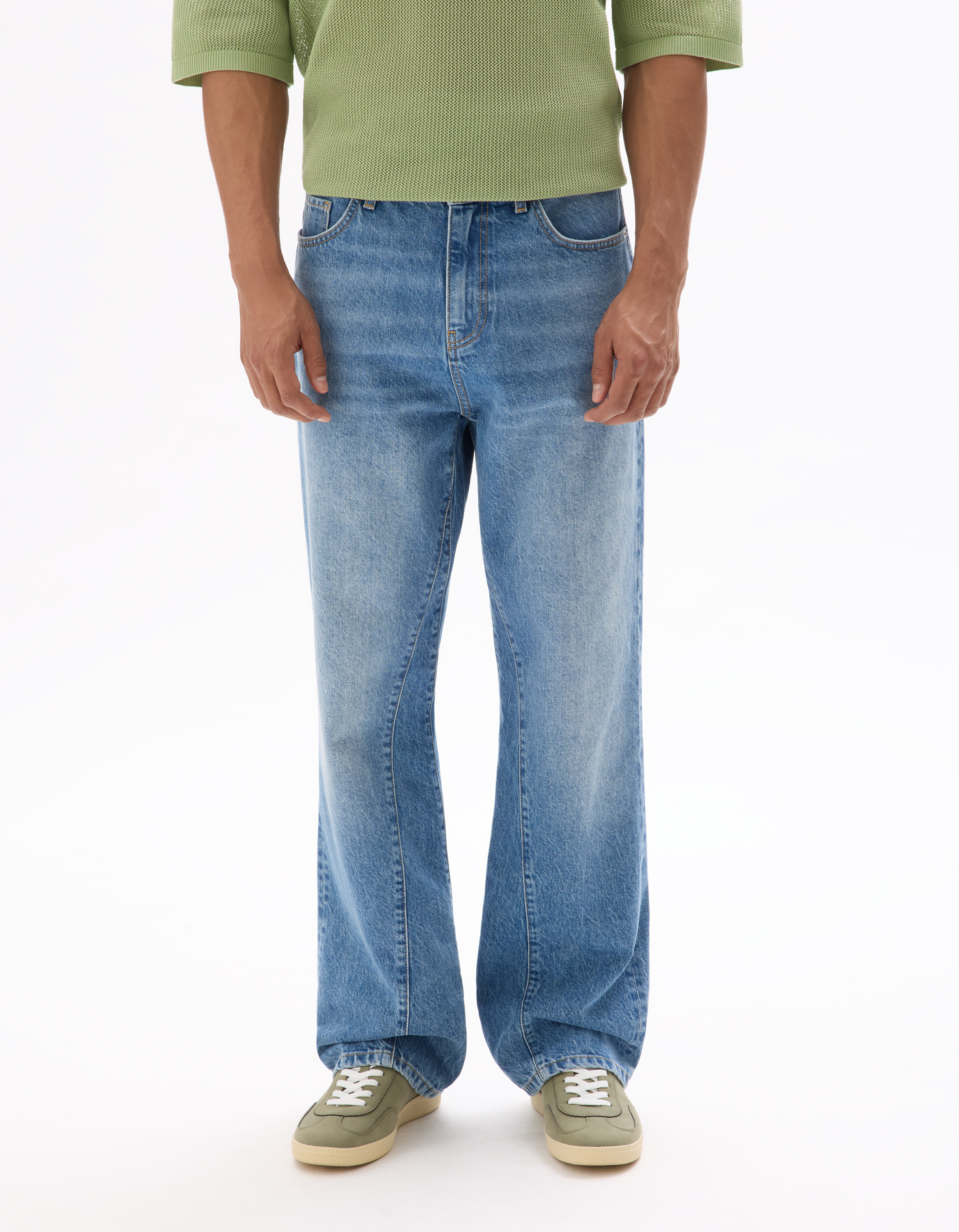 Jean coupe flare 100% coton - bleu clair - camaieu - Modalova