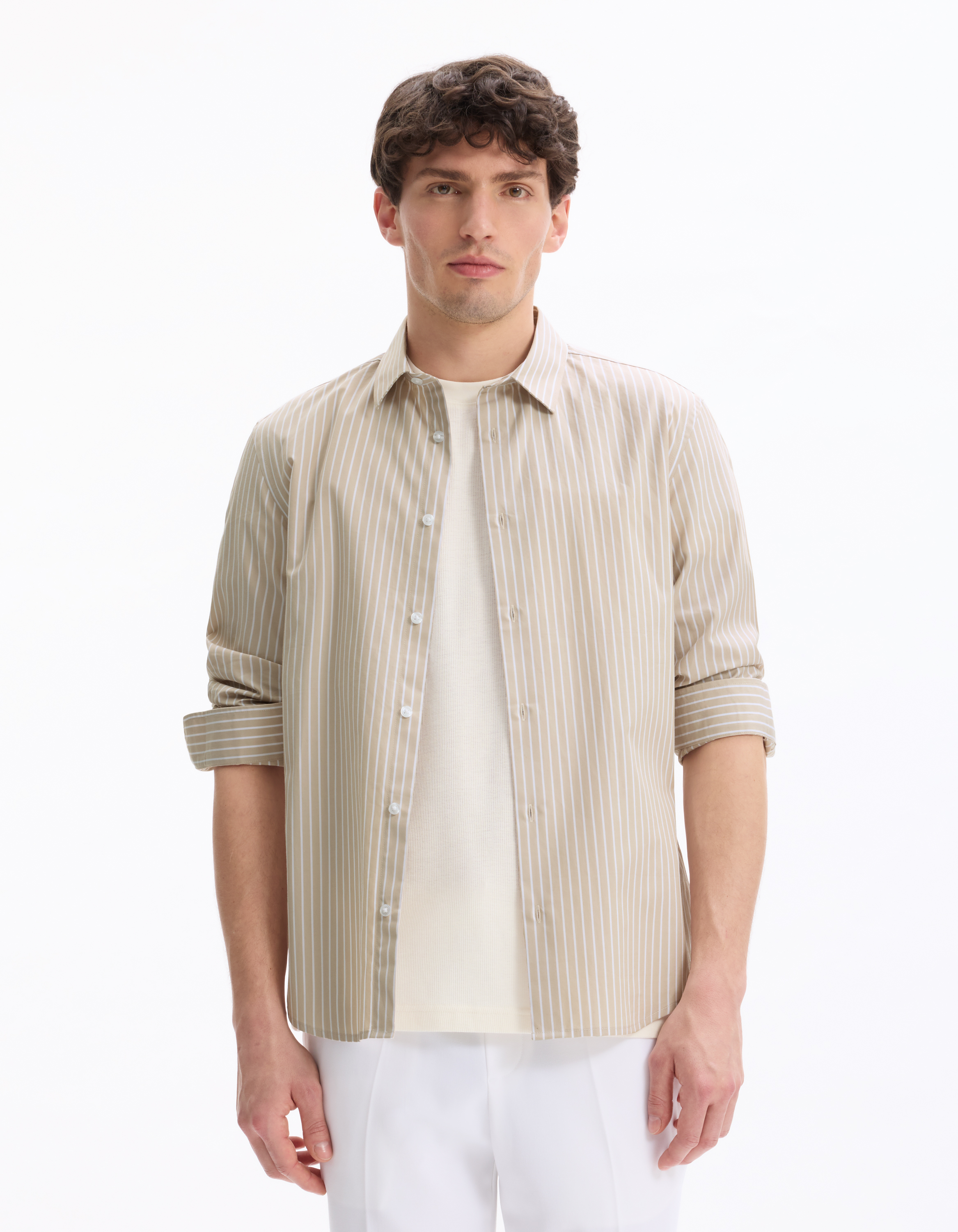 Chemise regular à rayure 100% coton - camaieu - Modalova