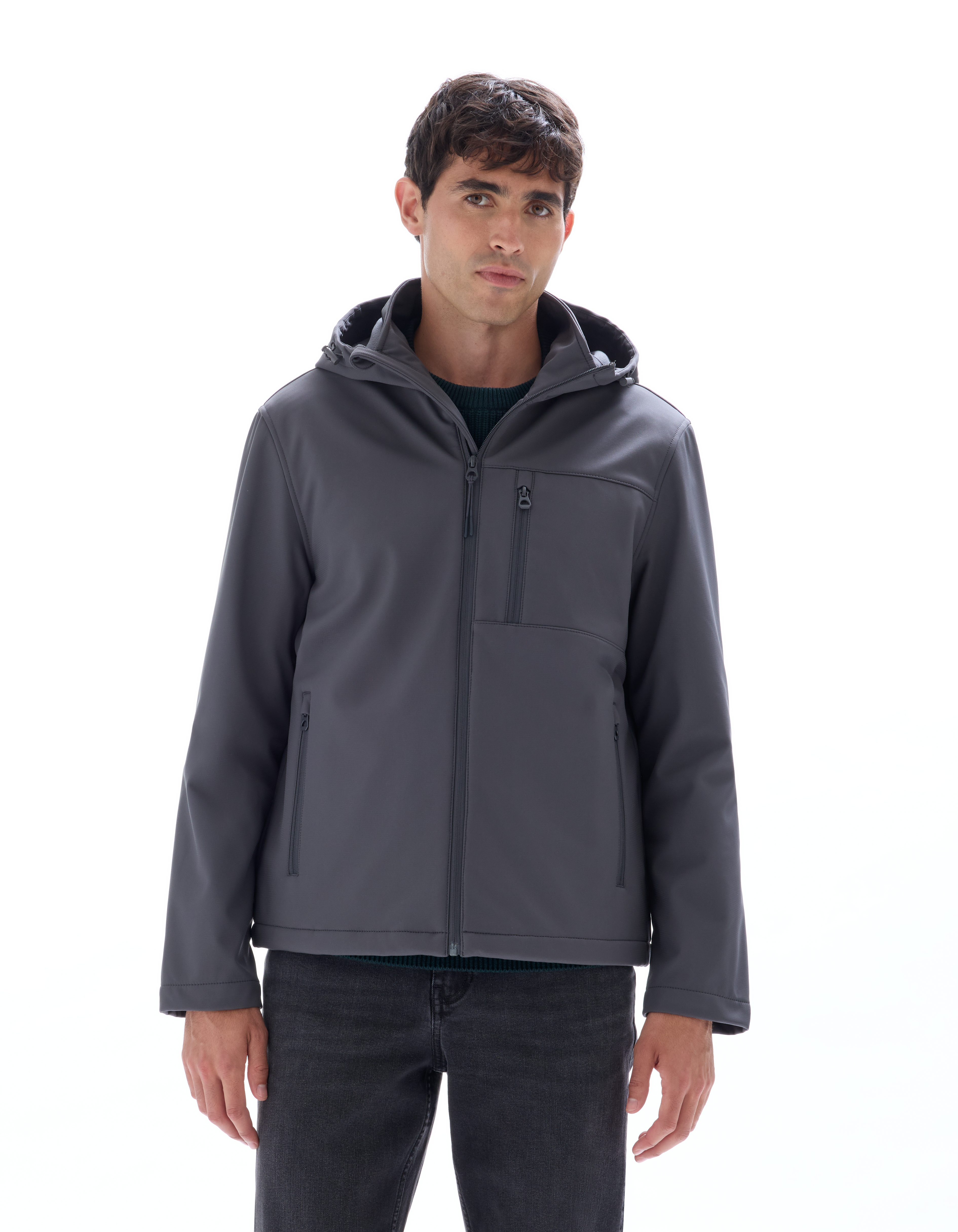 Blouson softshell à capuche - gris - camaieu - Modalova