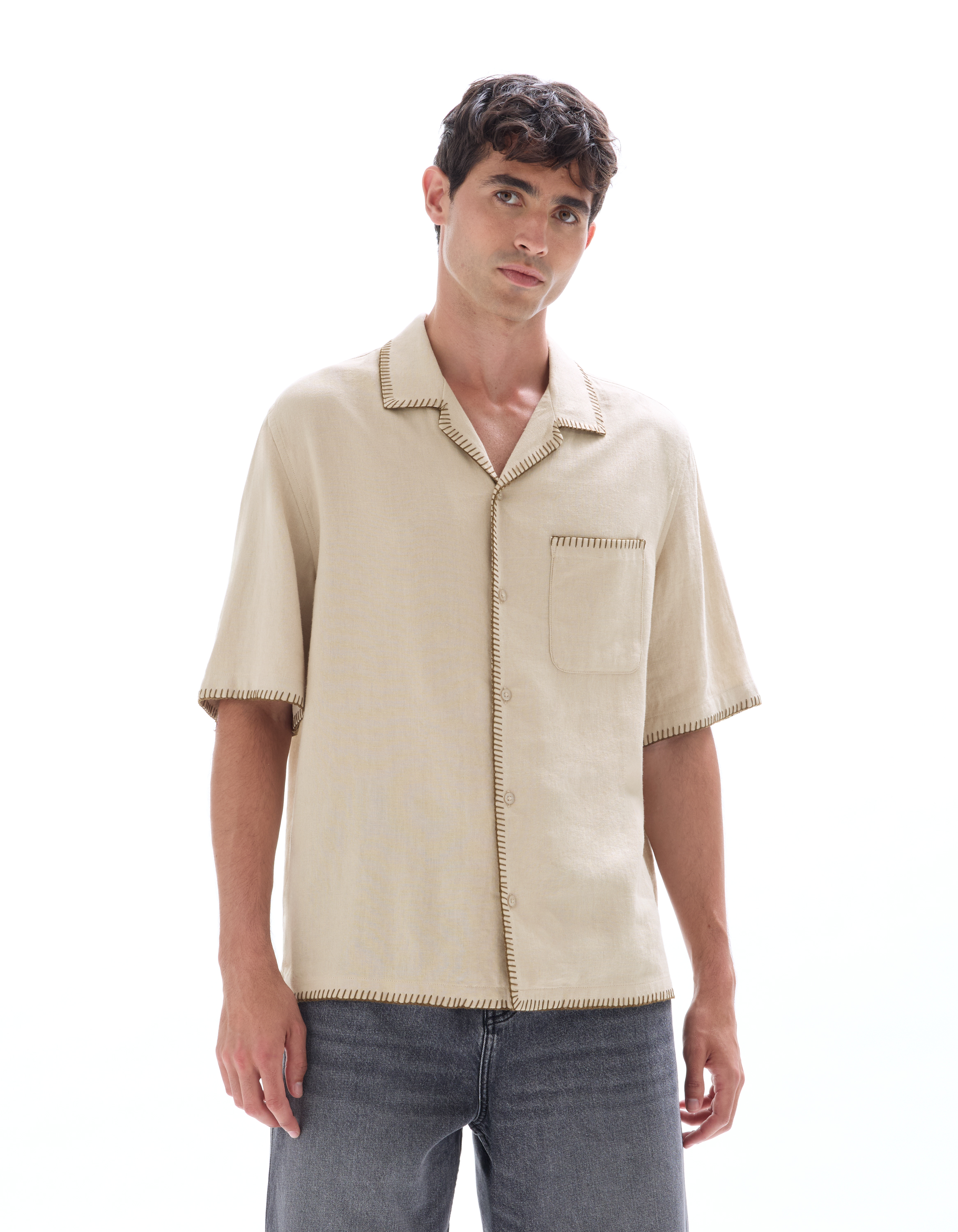 Chemisette regular en lin et viscose - camaieu - Modalova