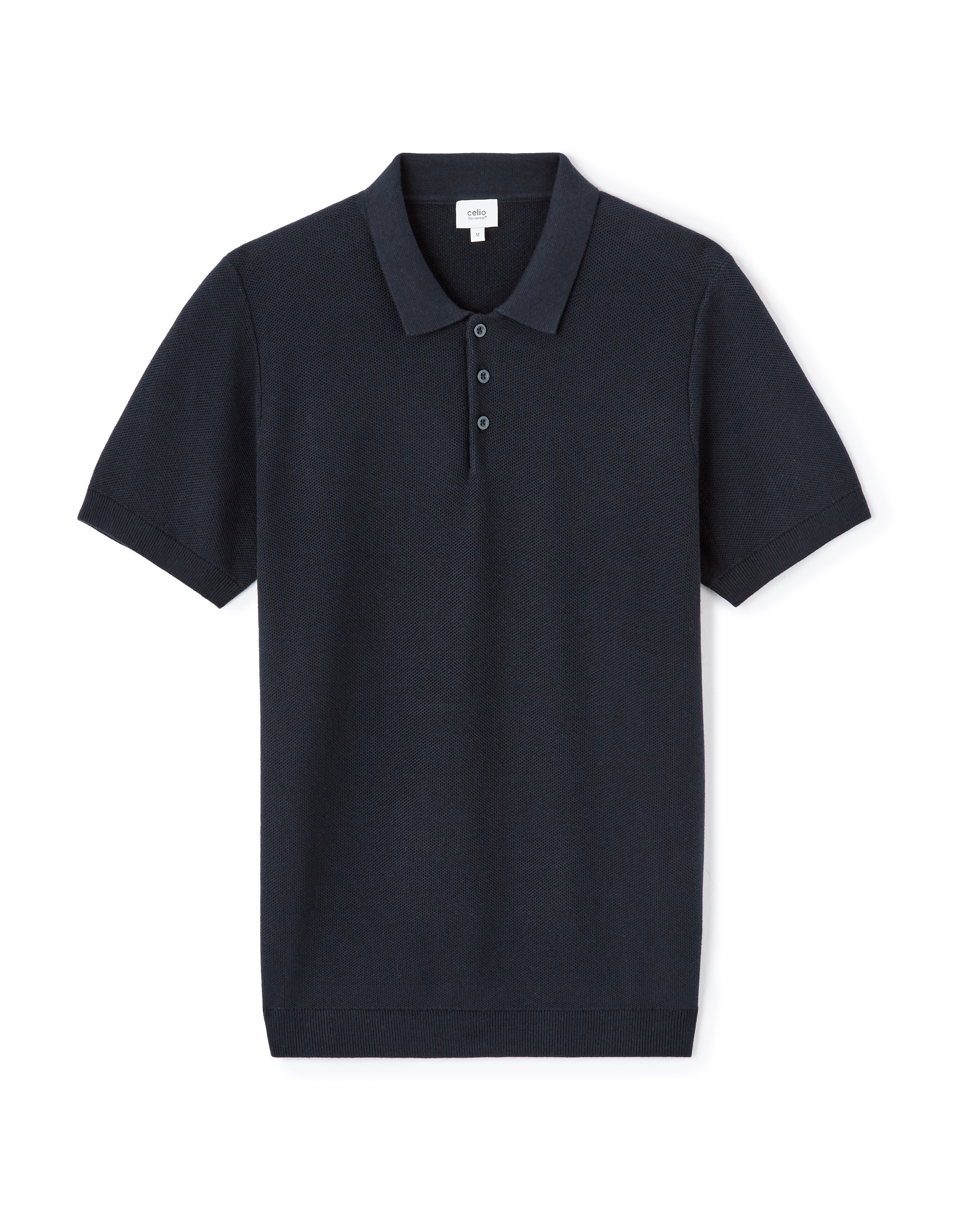 Polo regular en maille texturée 100% coton - marine