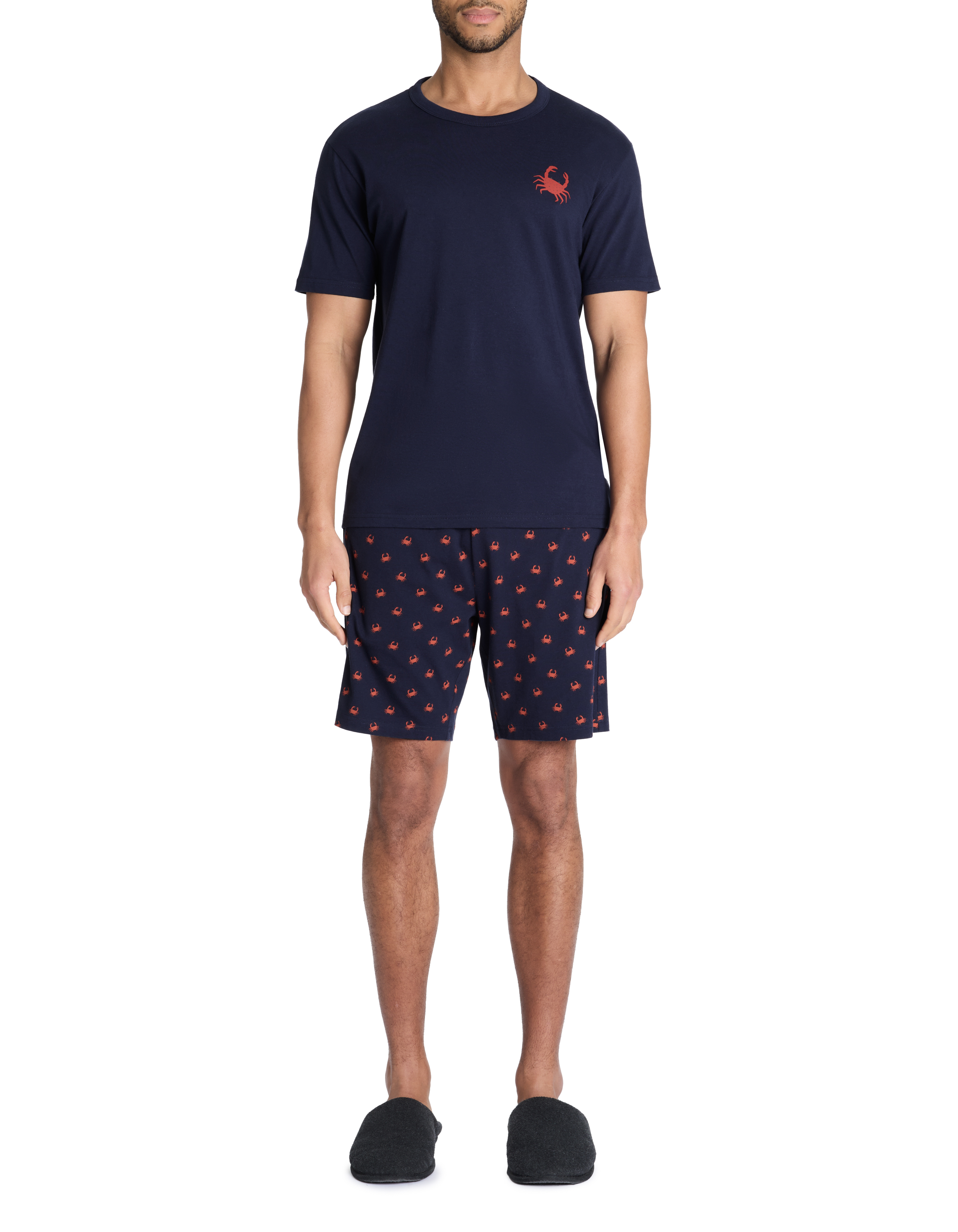 Pyjama short 100% coton - marine - camaieu - Modalova