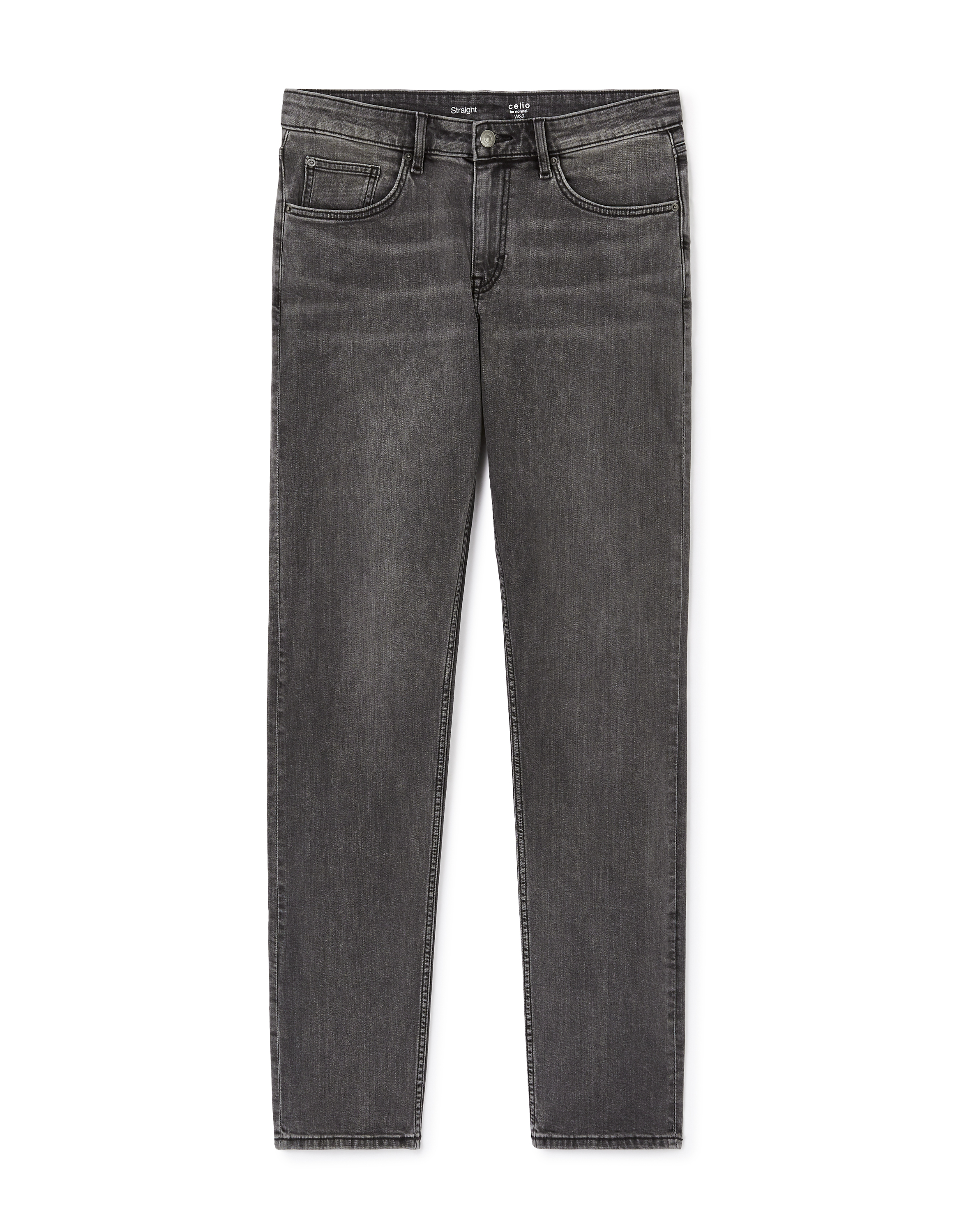 Jean straight coton stretch - gris délavé