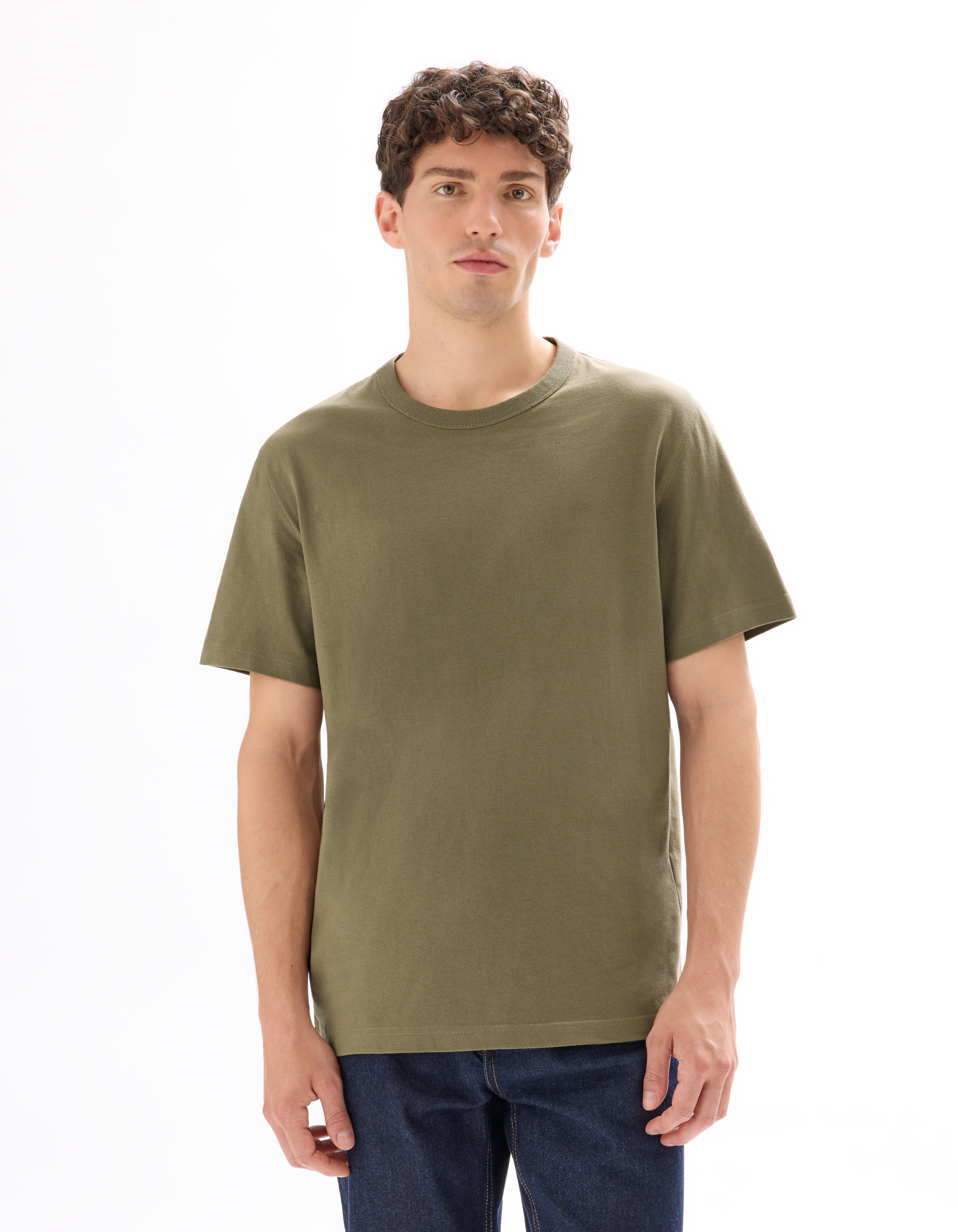 T-shirt boxy col rond 100% coton - marron - camaieu - Modalova
