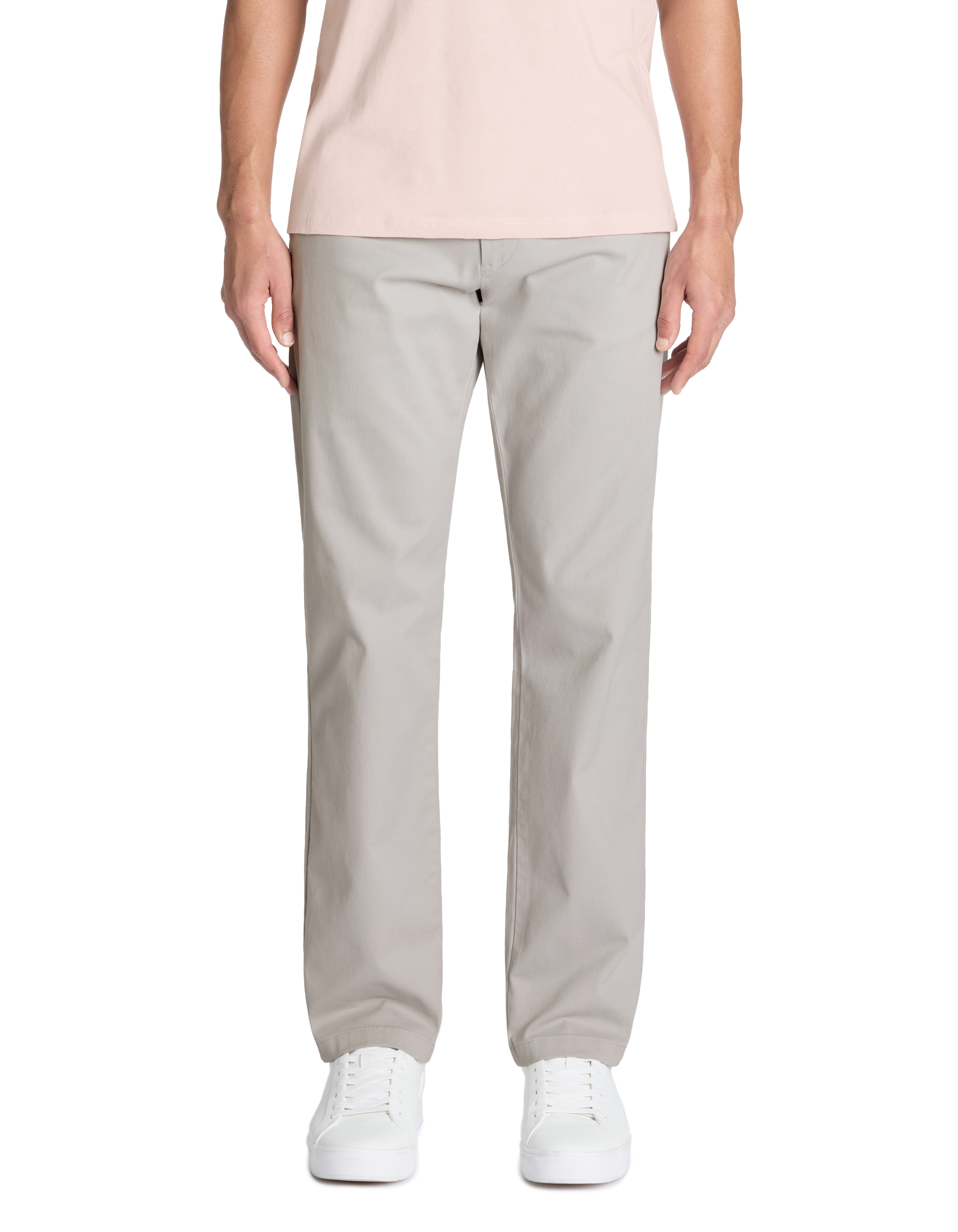 Pantalon chino straight coton stretch - gris clair - camaieu - Modalova
