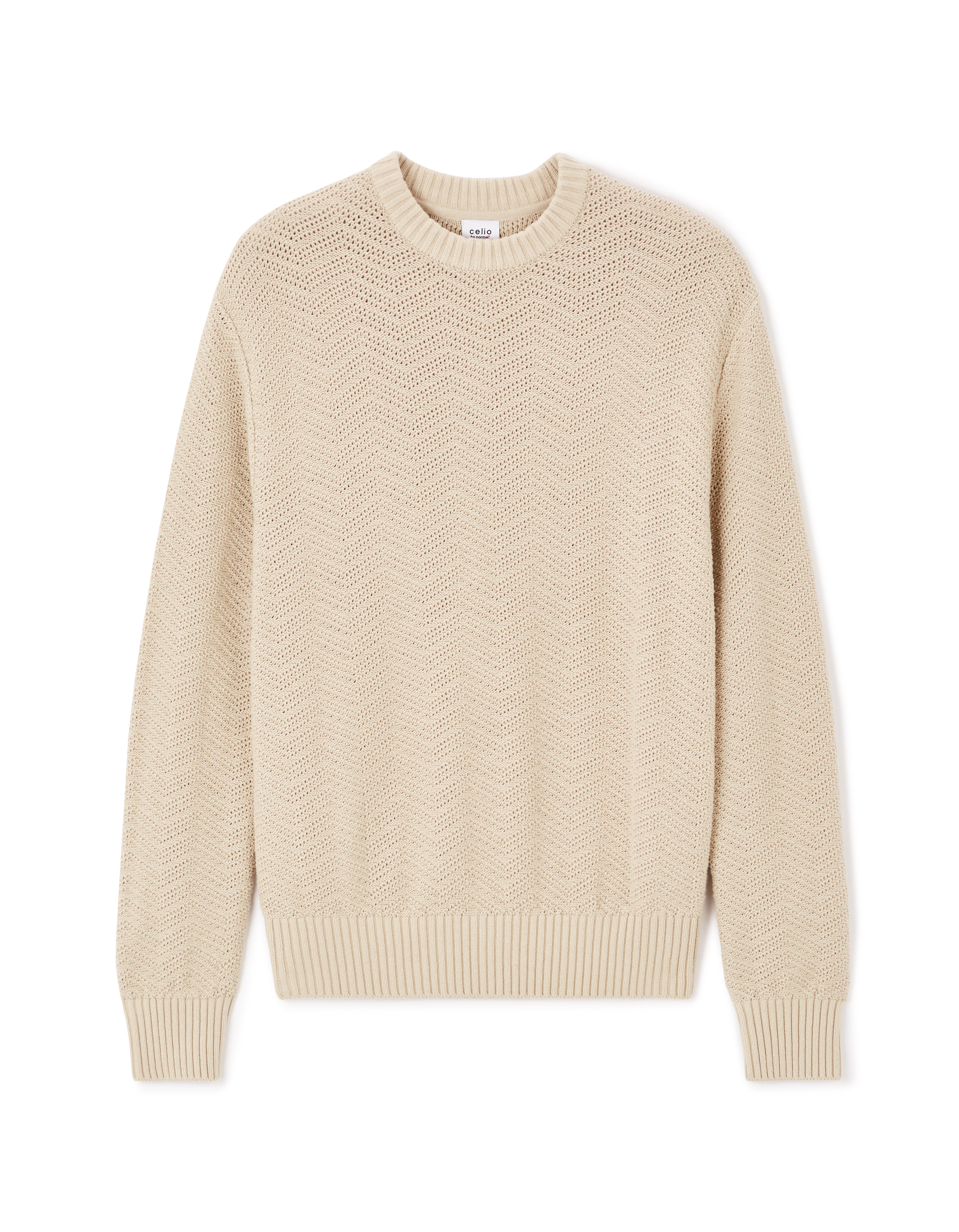 Pull col rond 100% coton - ecru