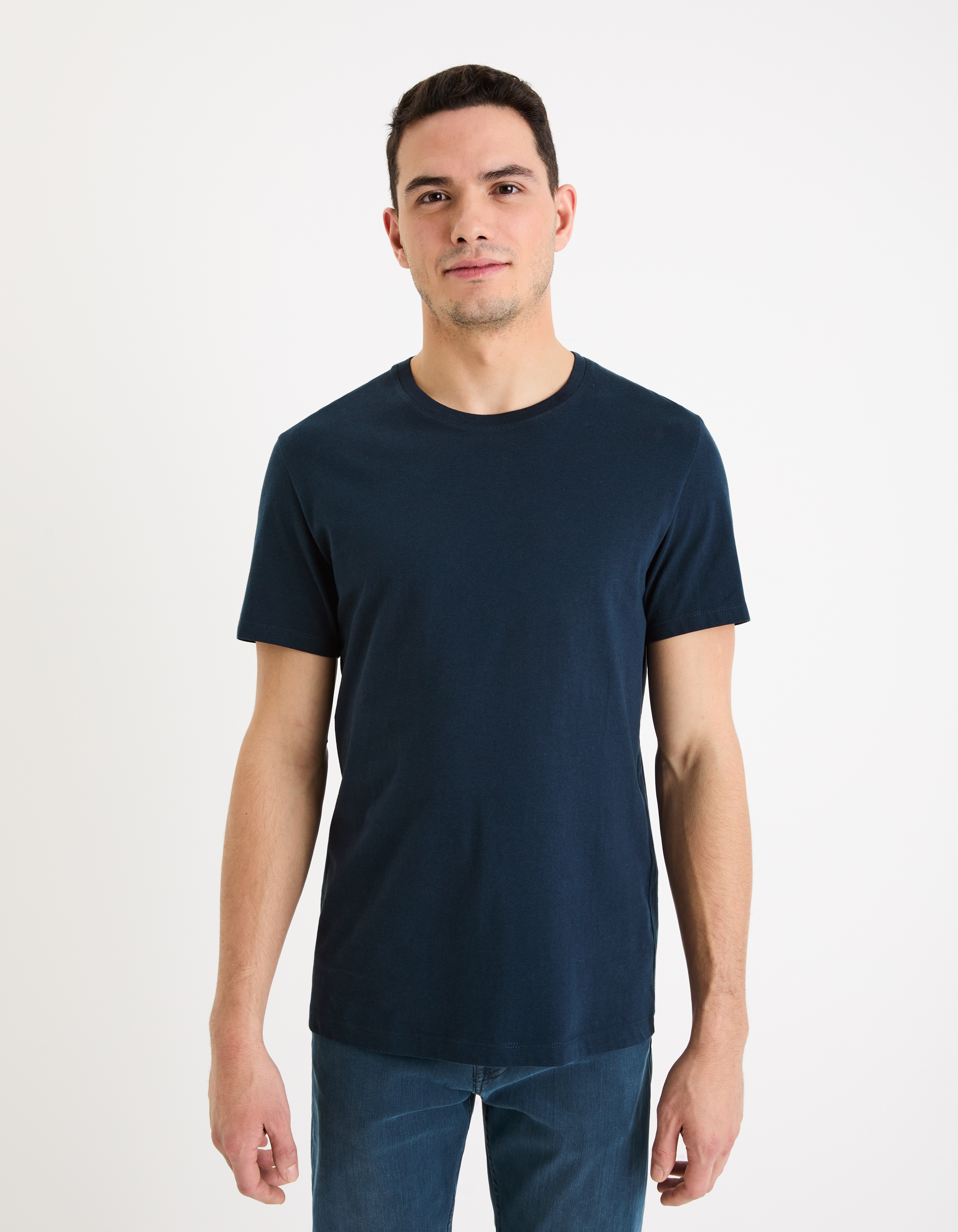 T-shirt straight col rond 100% coton - camaieu - Modalova