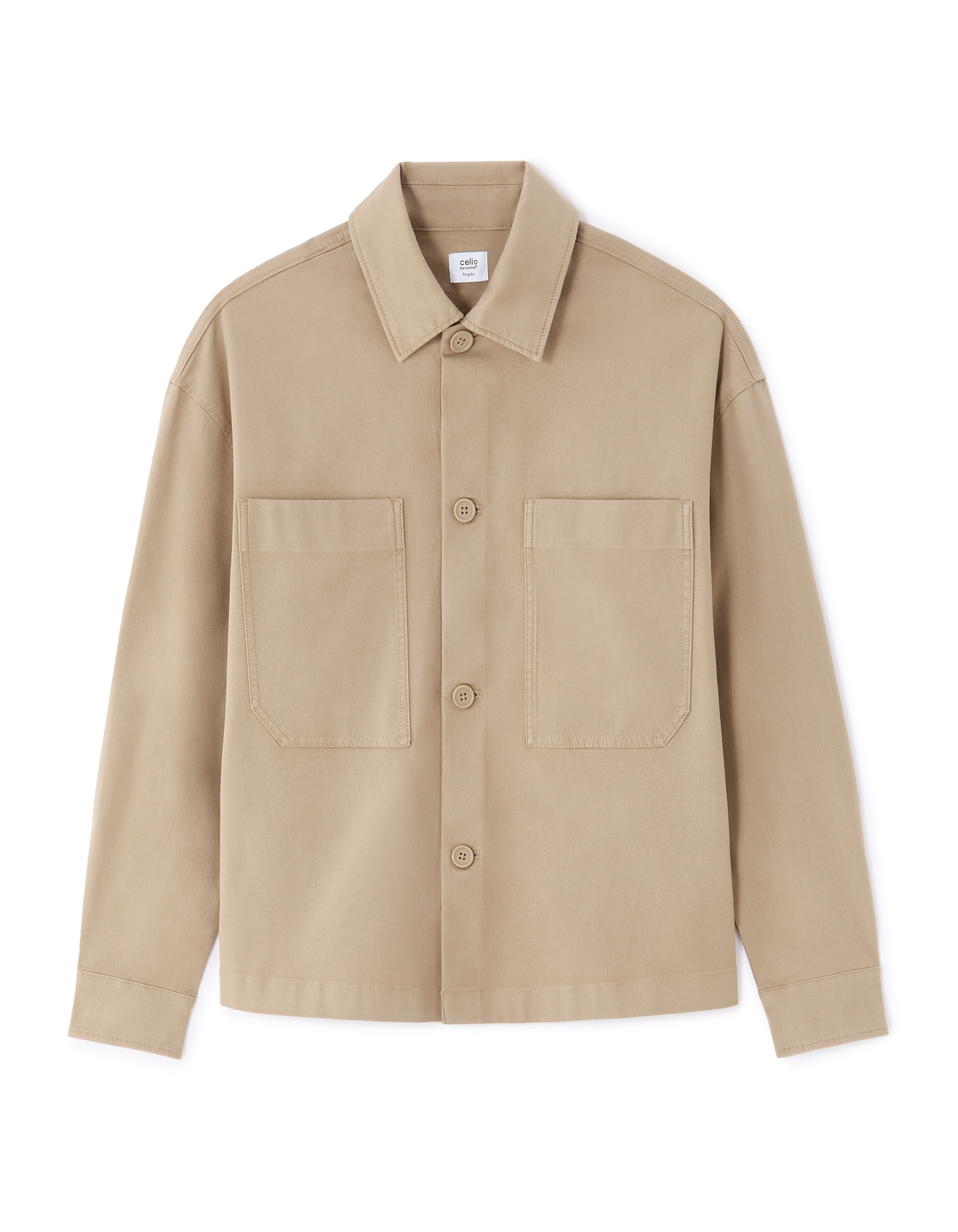 Surchemise 2 poches coton stretch - beige