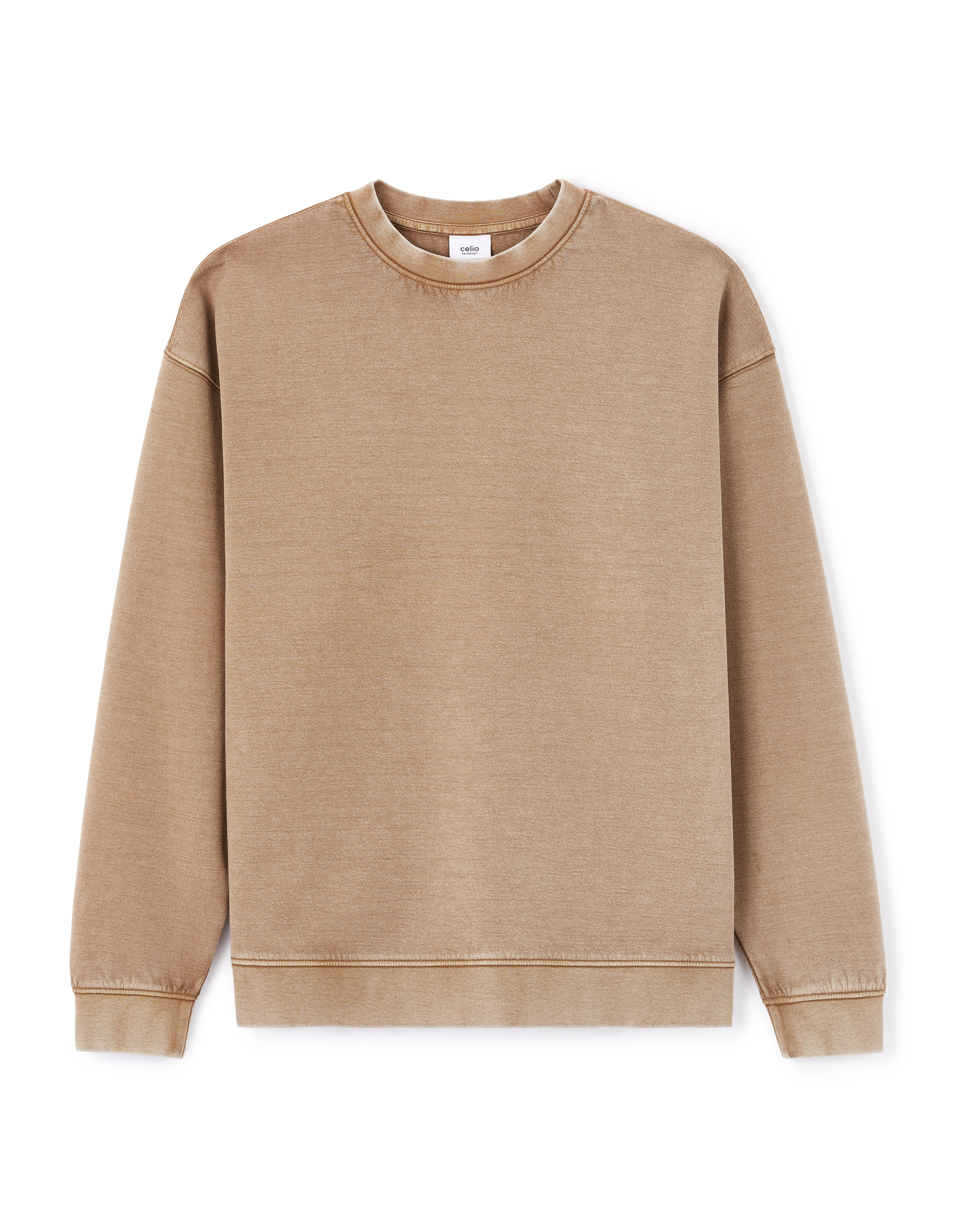 Sweat oversize col rond coton mélangé - taupe