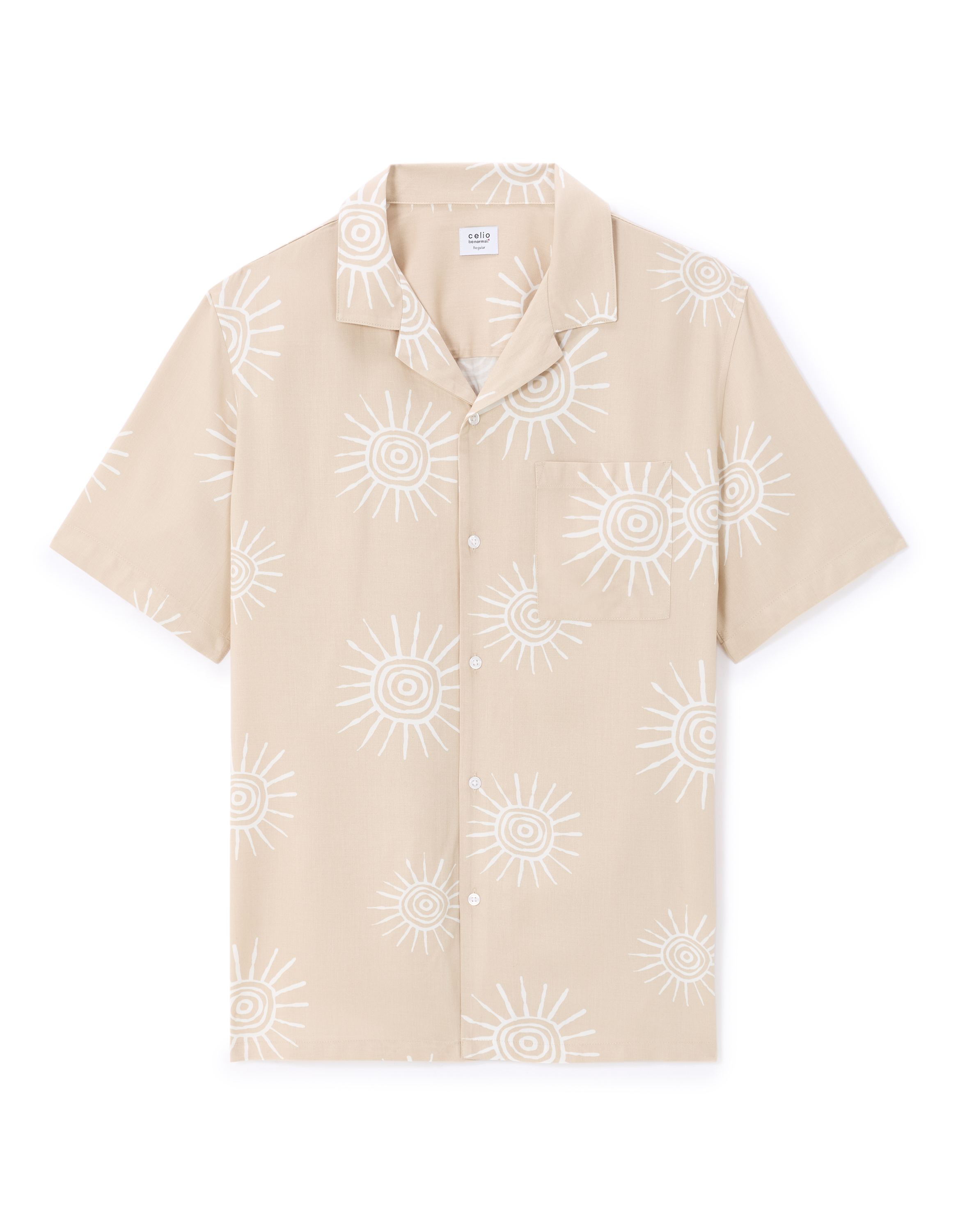 Chemisette imprimé soleil 100% viscose - beige