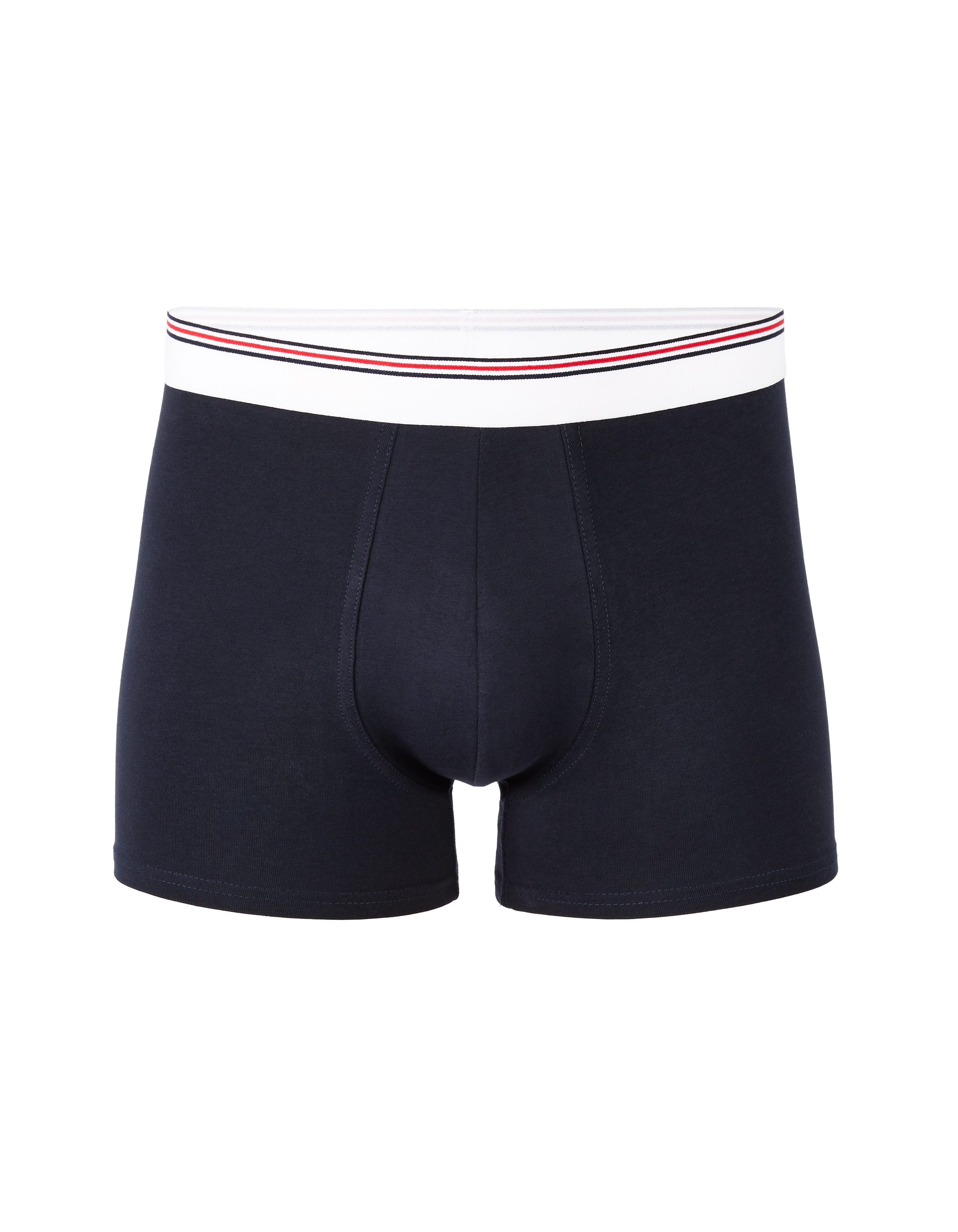 Boxer coton stretch ceinturé contrastée - marine