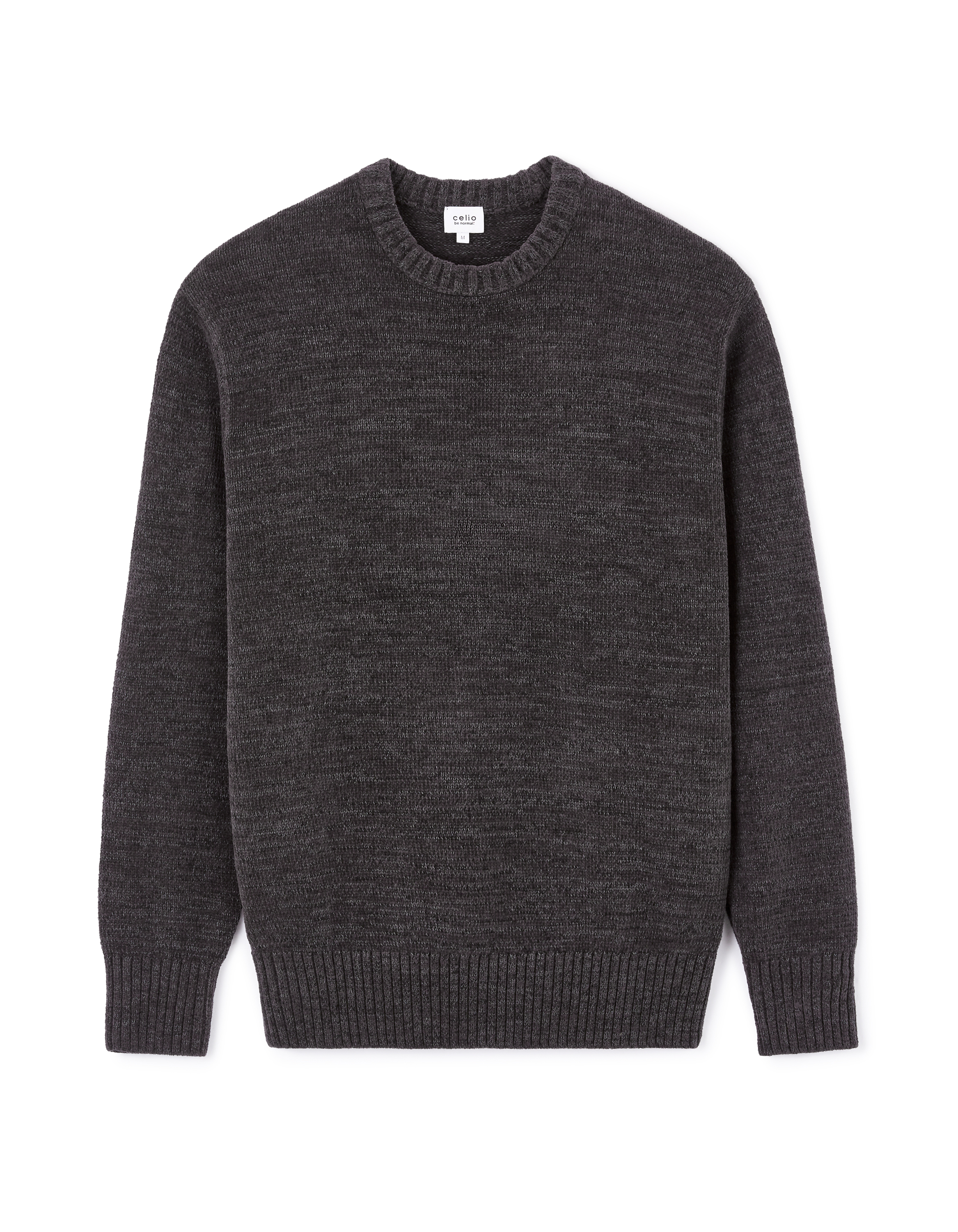 Pull col rond 100% coton - anthracite