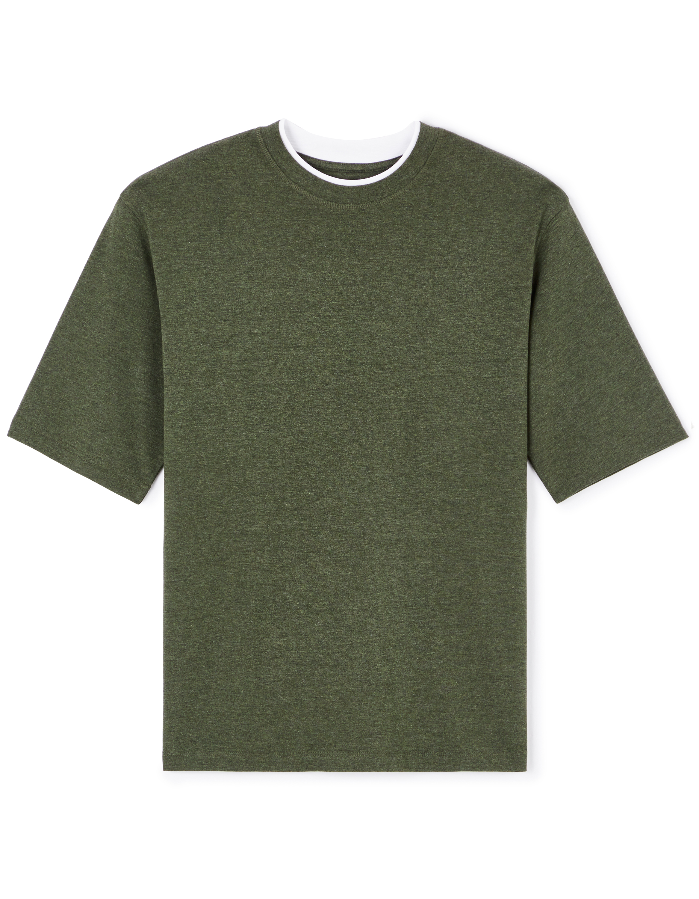 T-shirt oversize col rond coton mélangé - kaki