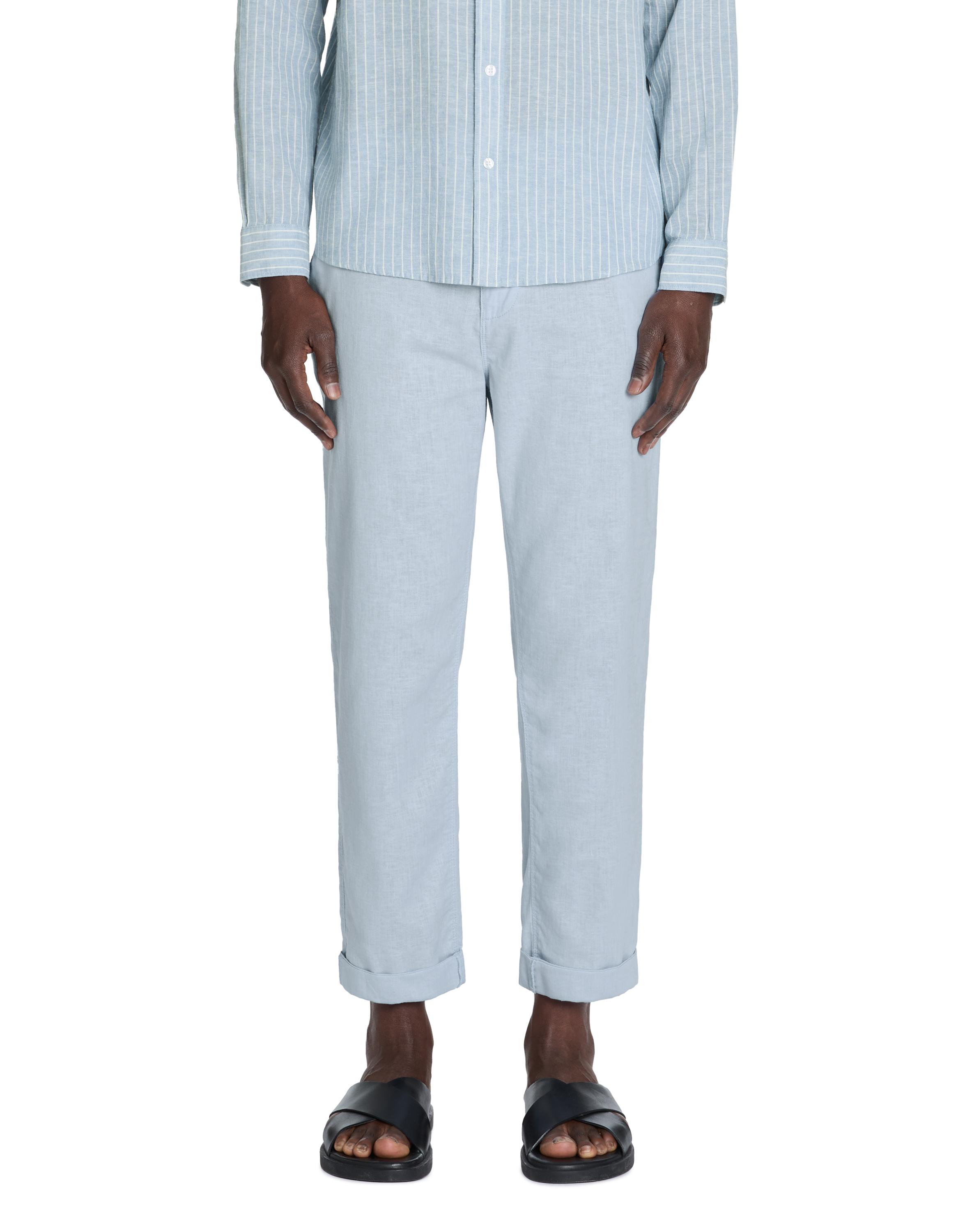 Pantalon straight en lin et coton - camaieu - Modalova