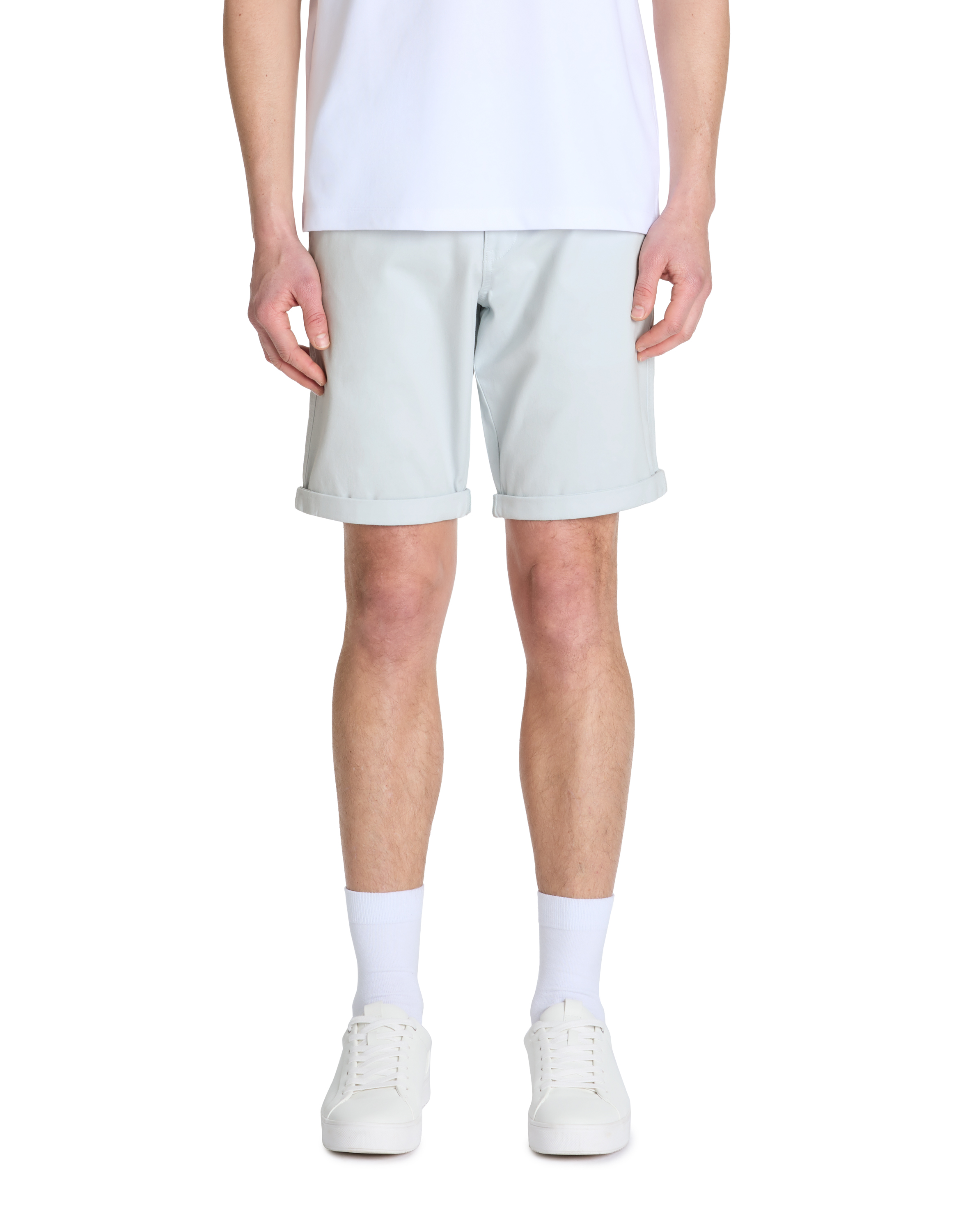 Bermuda chino en coton stretch - bleu clair - camaieu - Modalova