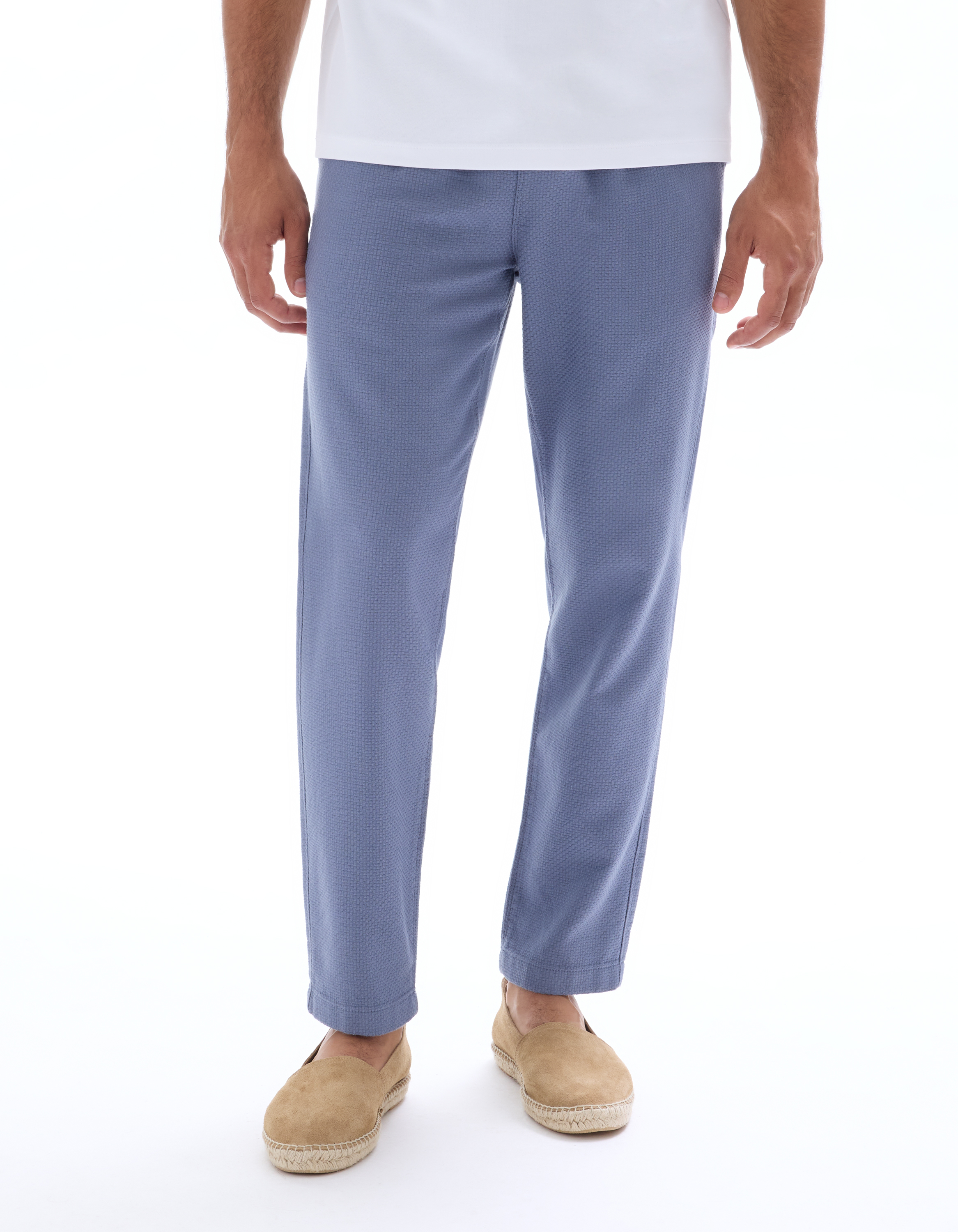Pantalon straight texturé canvas 100% coton - moyen - camaieu - Modalova