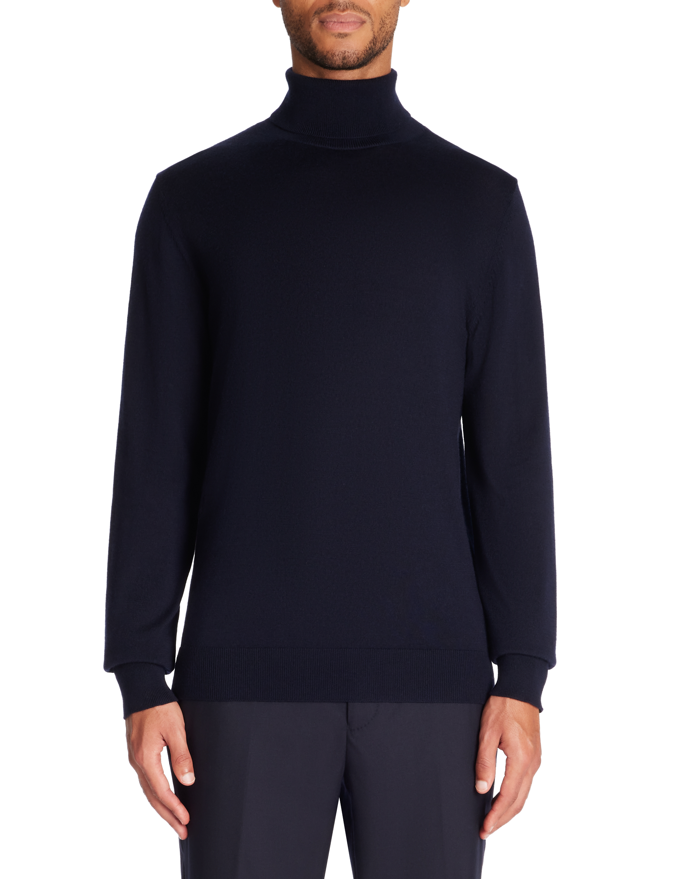 Pull col roulé slim 100% laine mérinos - marine - camaieu - Modalova