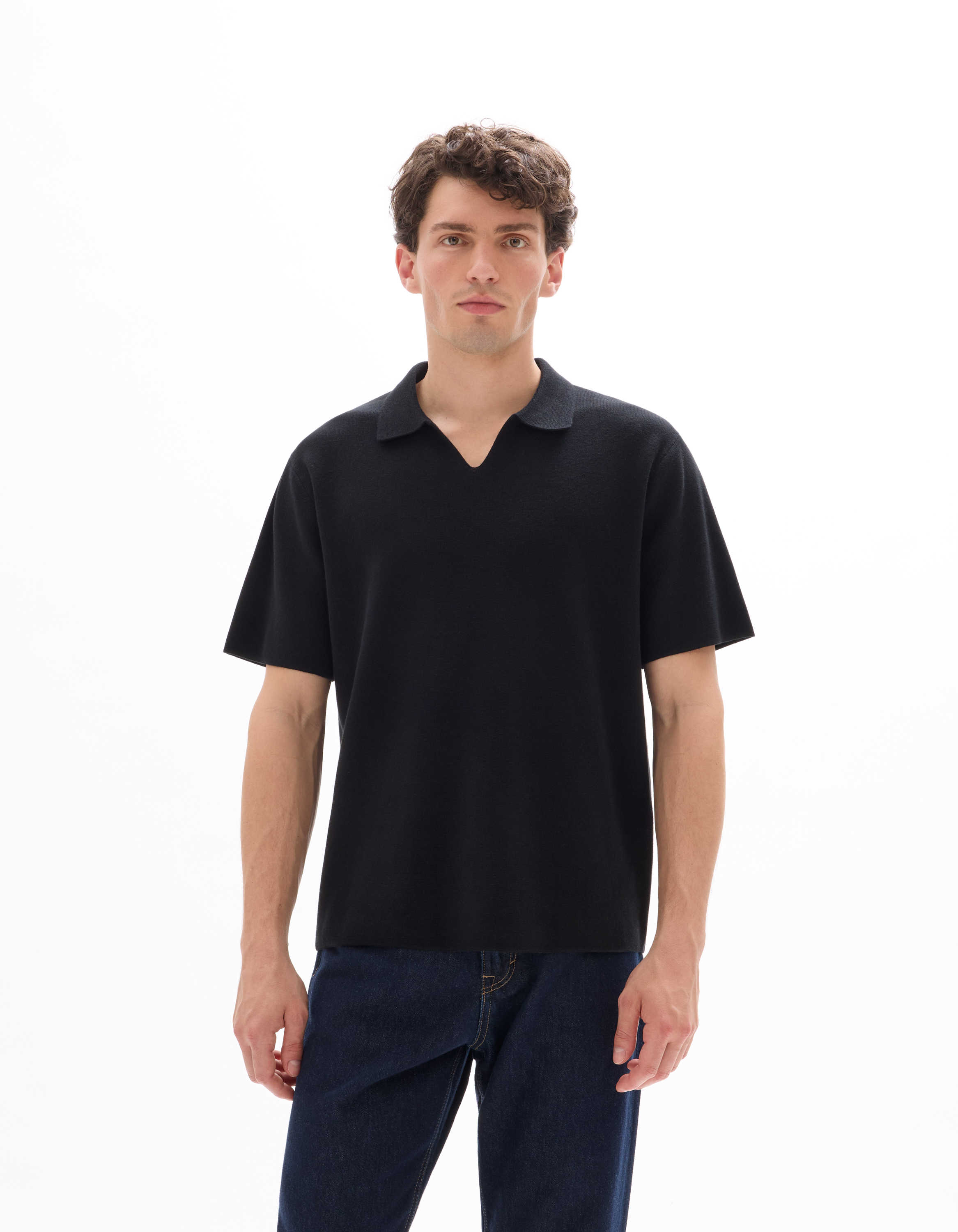 Polo boxy 100% coton milano - noir - camaieu - Modalova