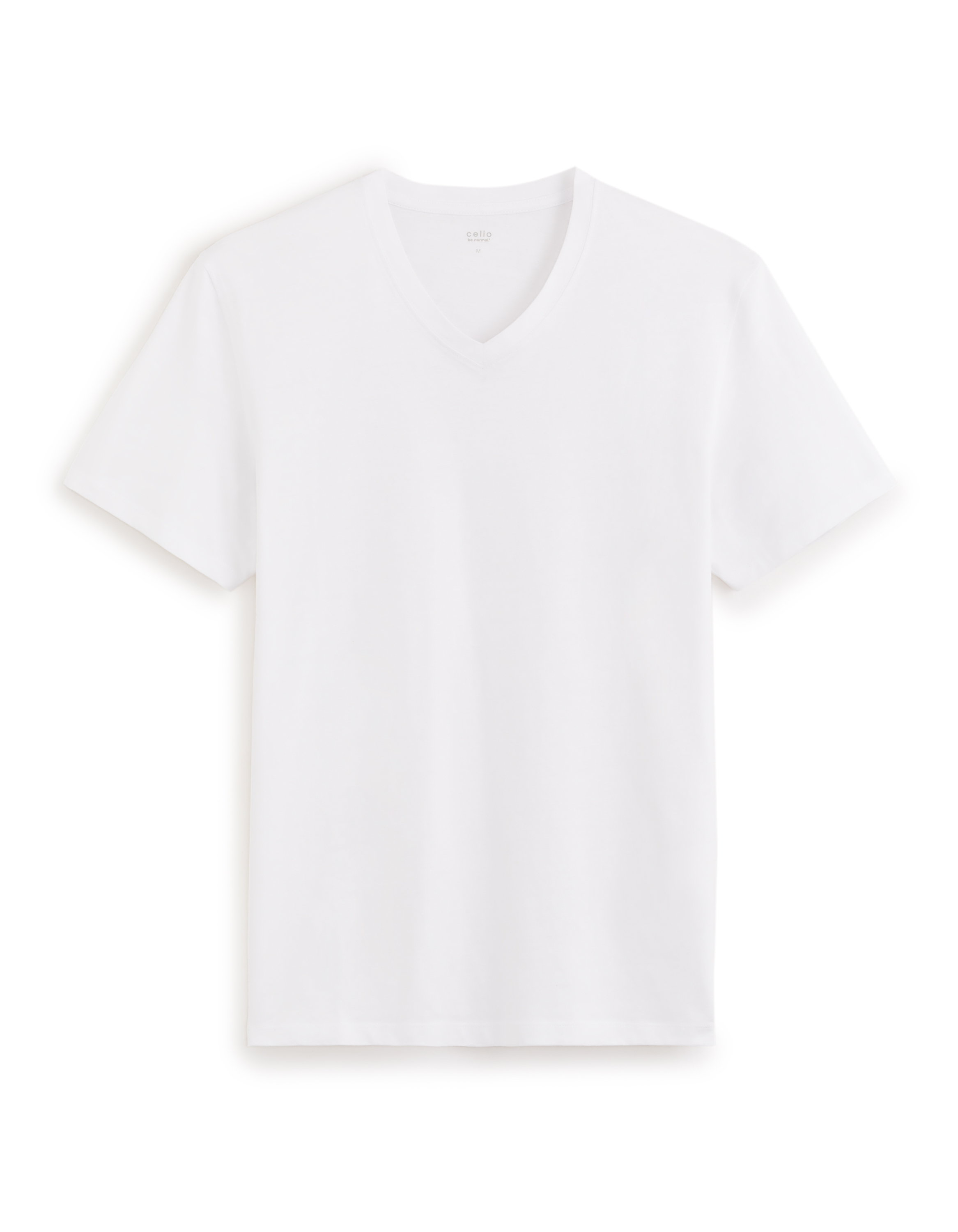 T-shirt straight col V 100% coton - blanc
