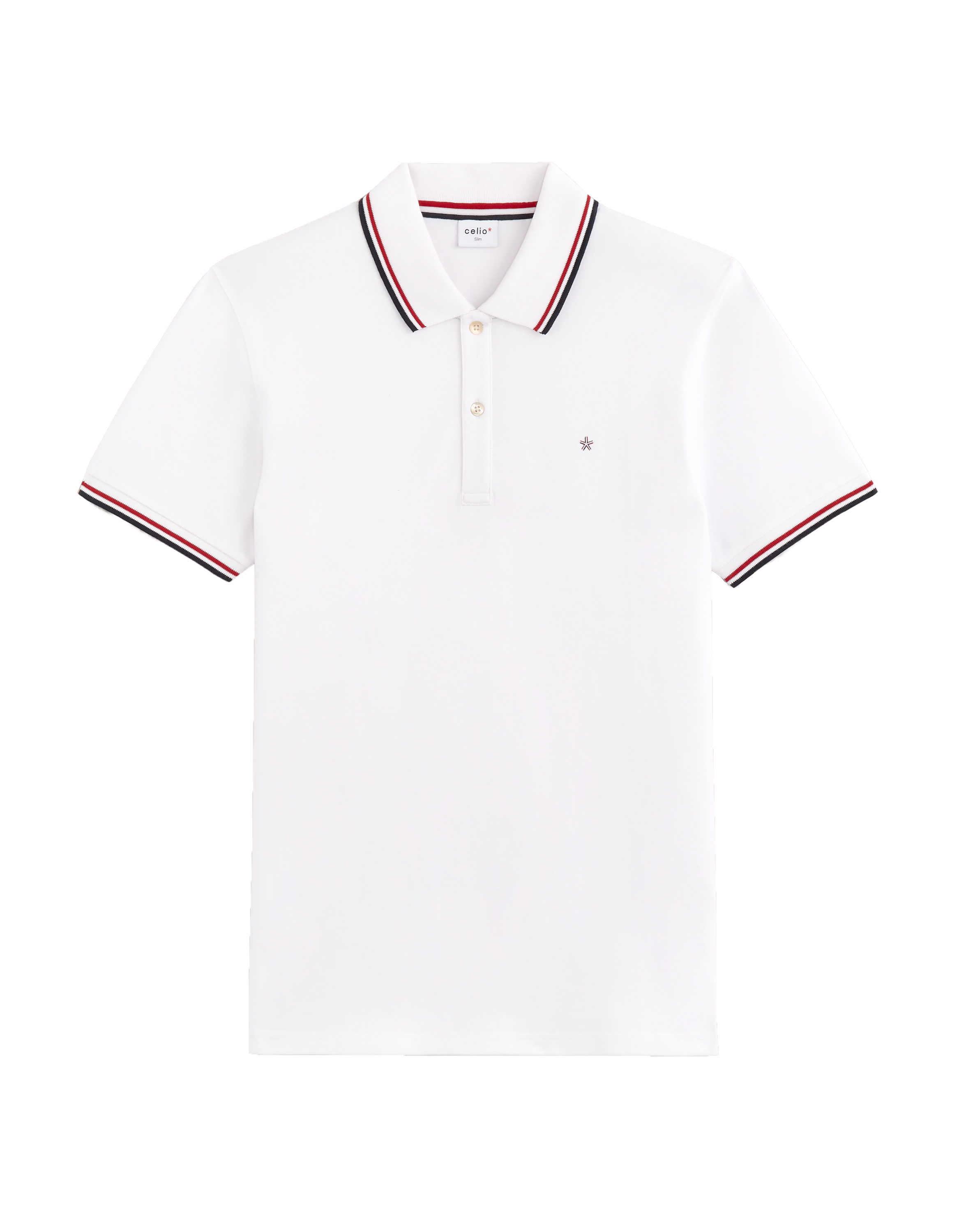 Polo piqué slim en coton stretch - blanc