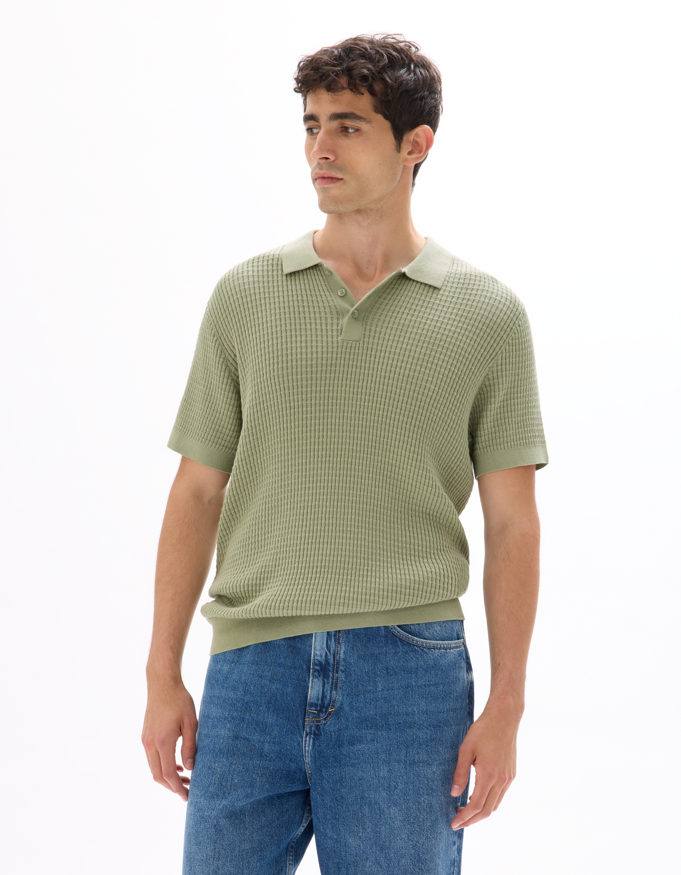 Polo regular maille côtelé - camaieu - Modalova
