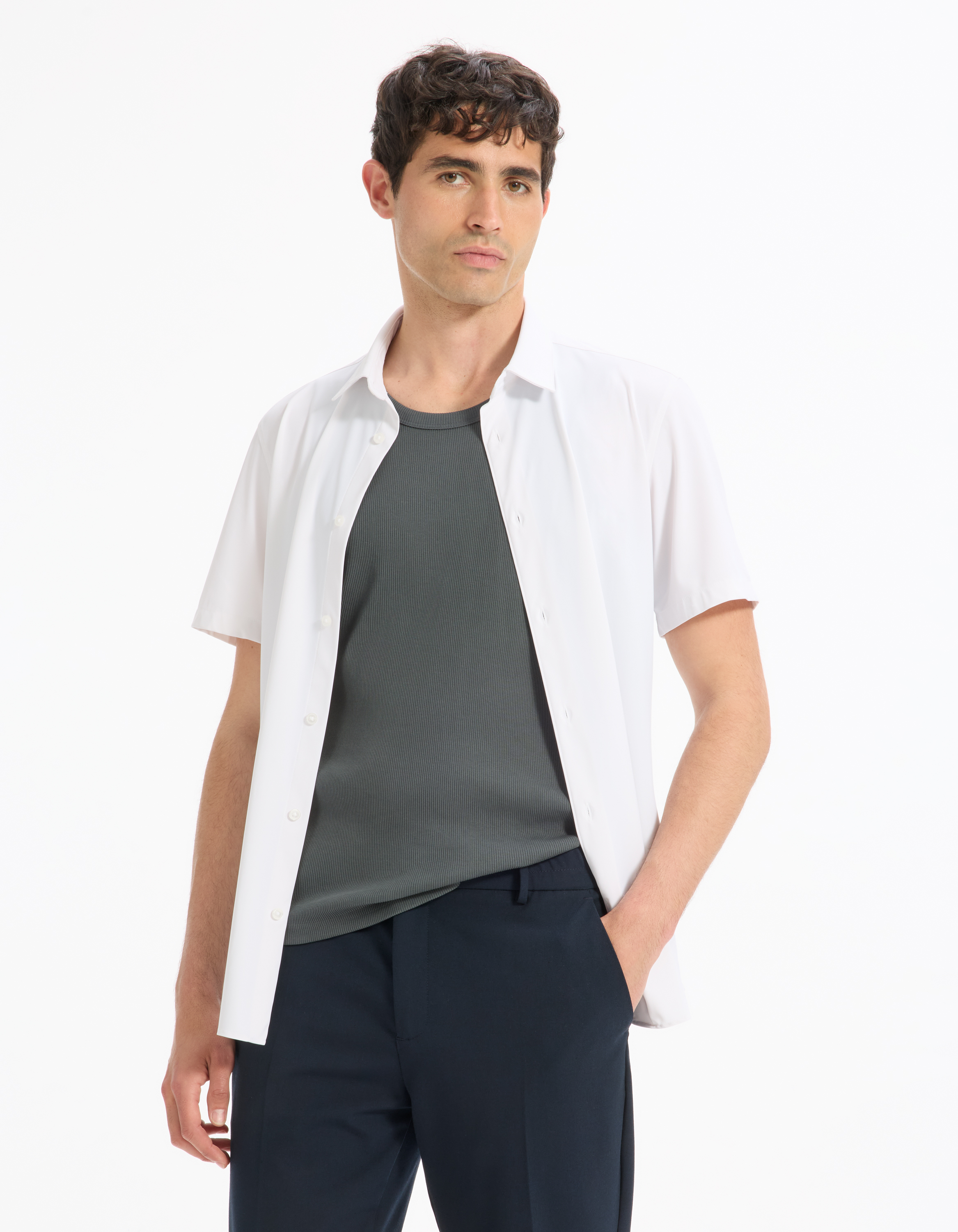 Chemisette slim en stretch - blanc - camaieu - Modalova
