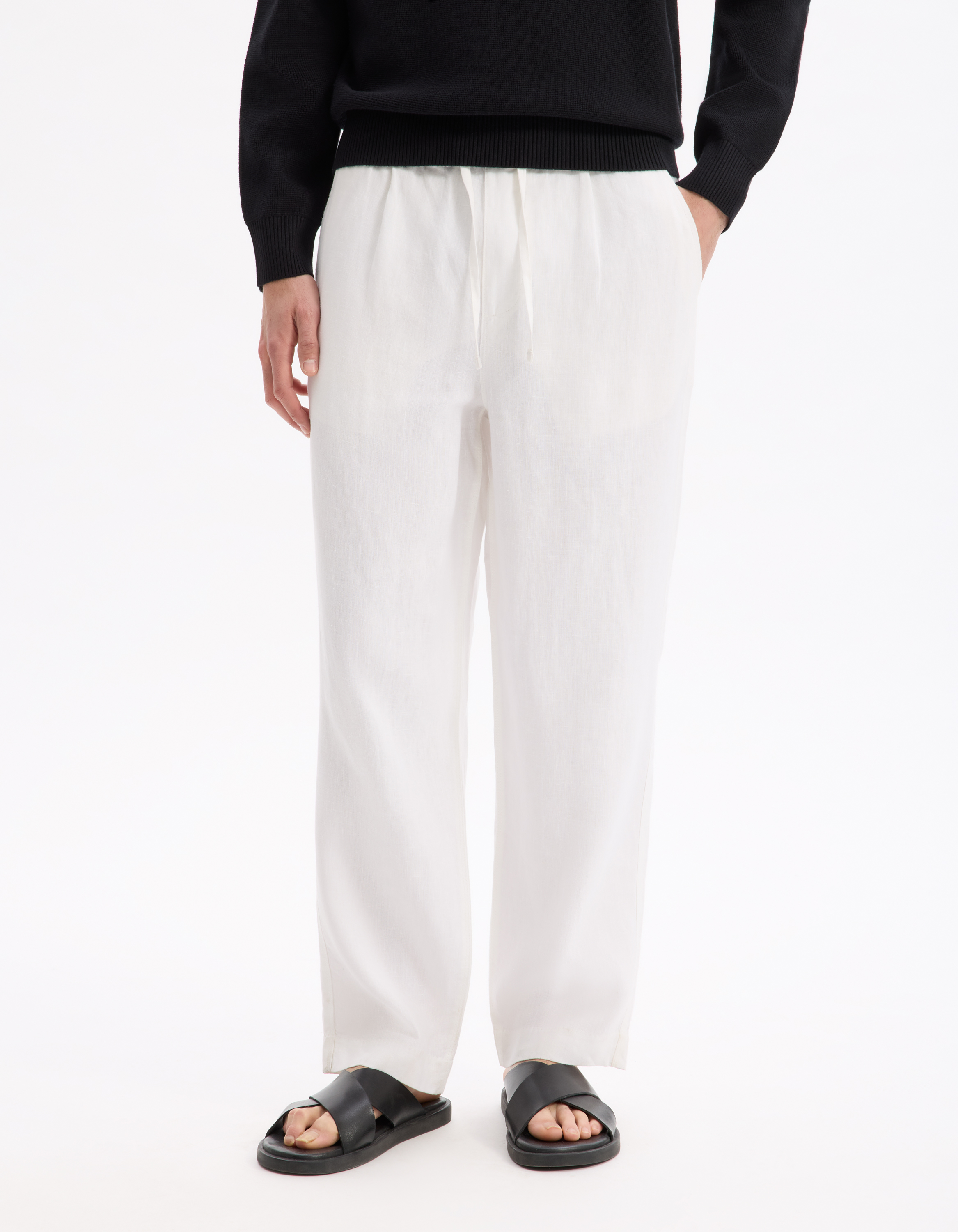 Pantalon loose 100% lin - blanc - camaieu - Modalova