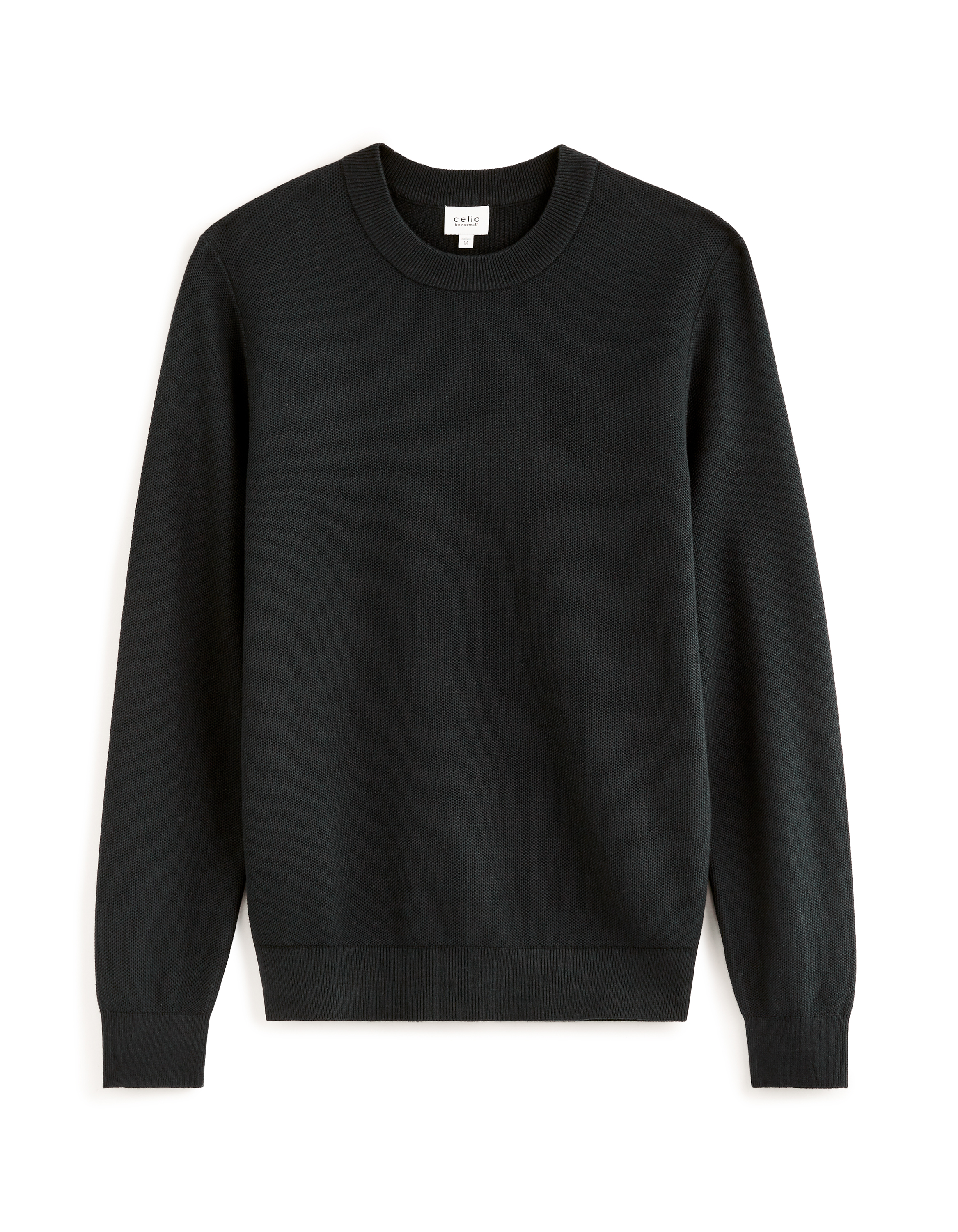 Pull col rond 100% coton - noir