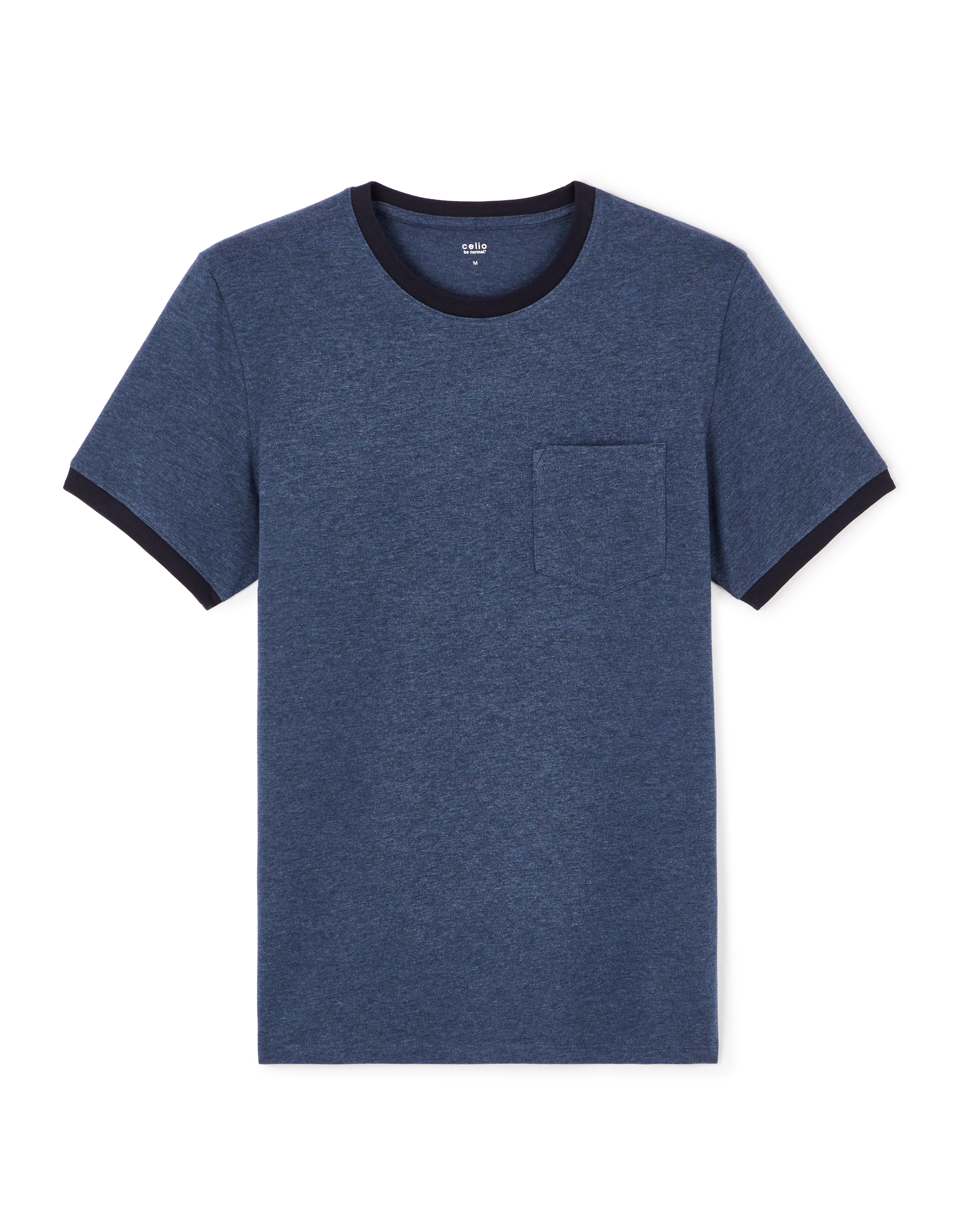 T-shirt straight col rond 100% coton - marine