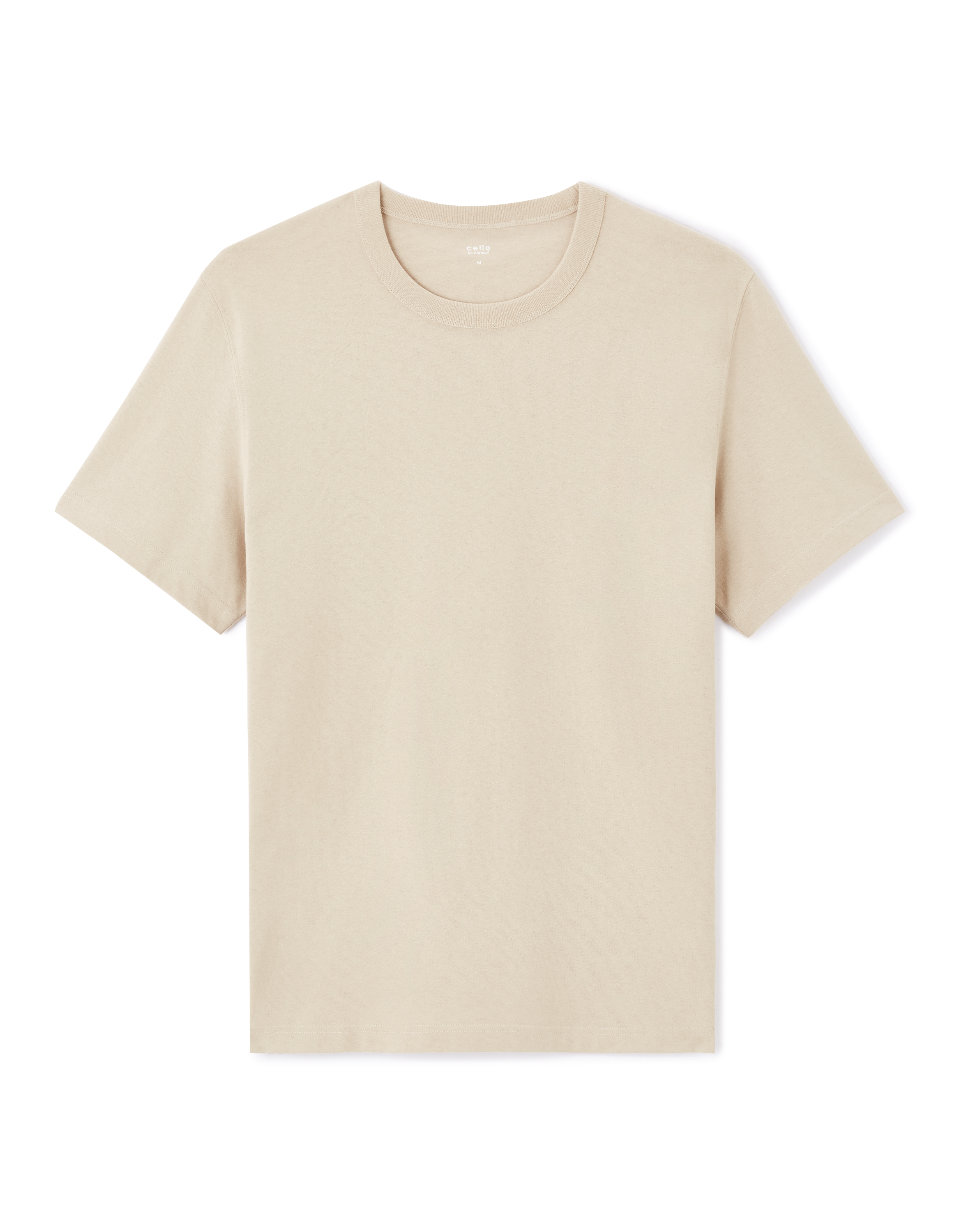 T-shirt boxy col rond 100% coton - beige