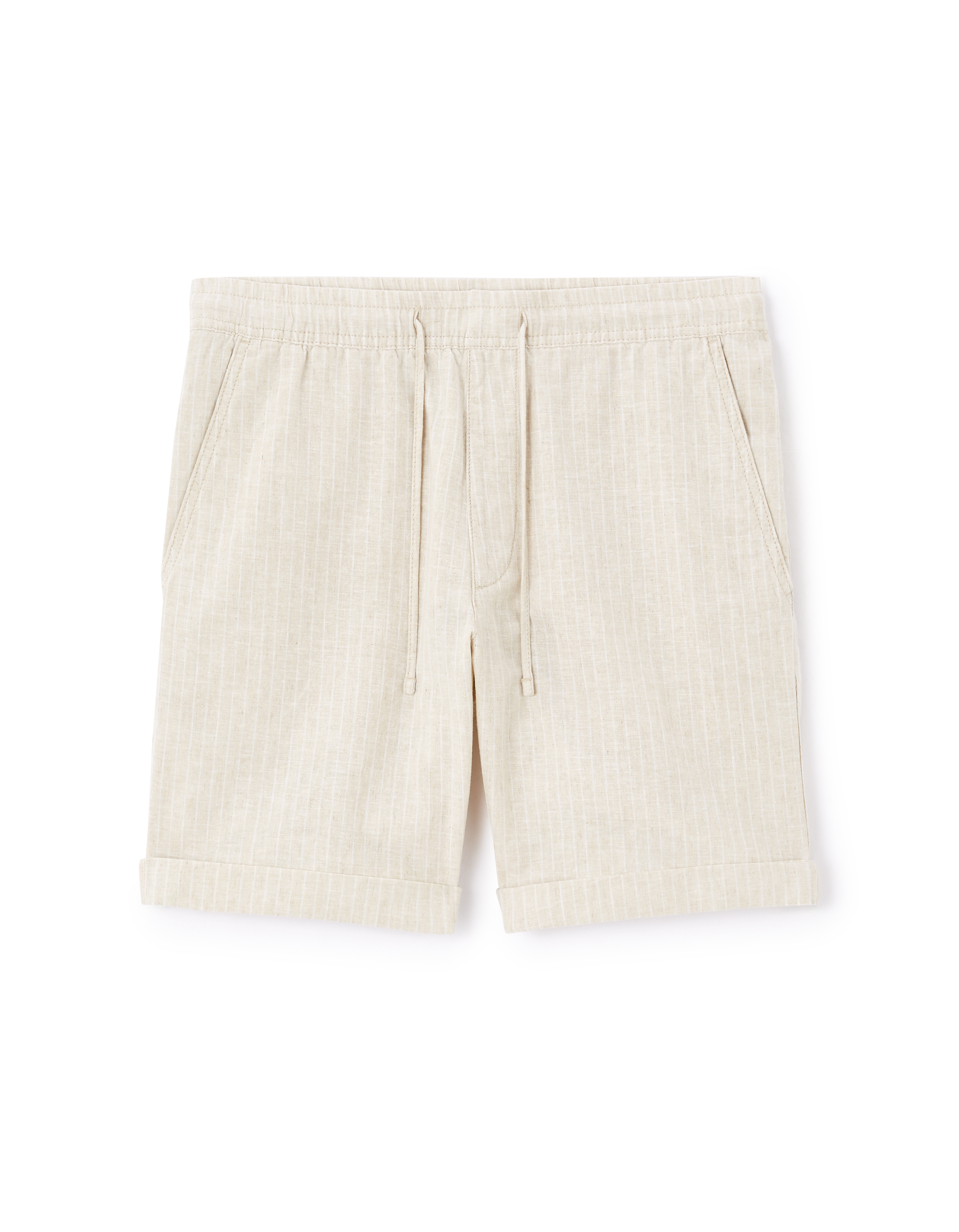 Bermuda rayé en lin et coton - beige