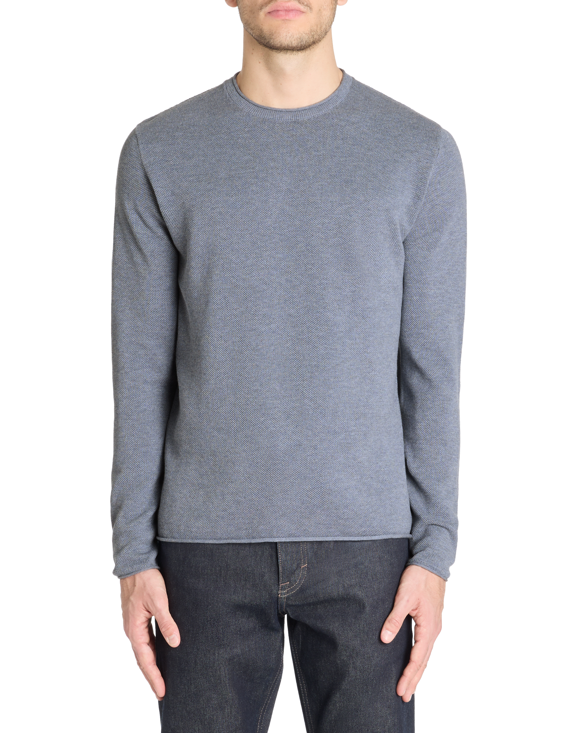 Pull col rond 100% coton - bleu - camaieu - Modalova