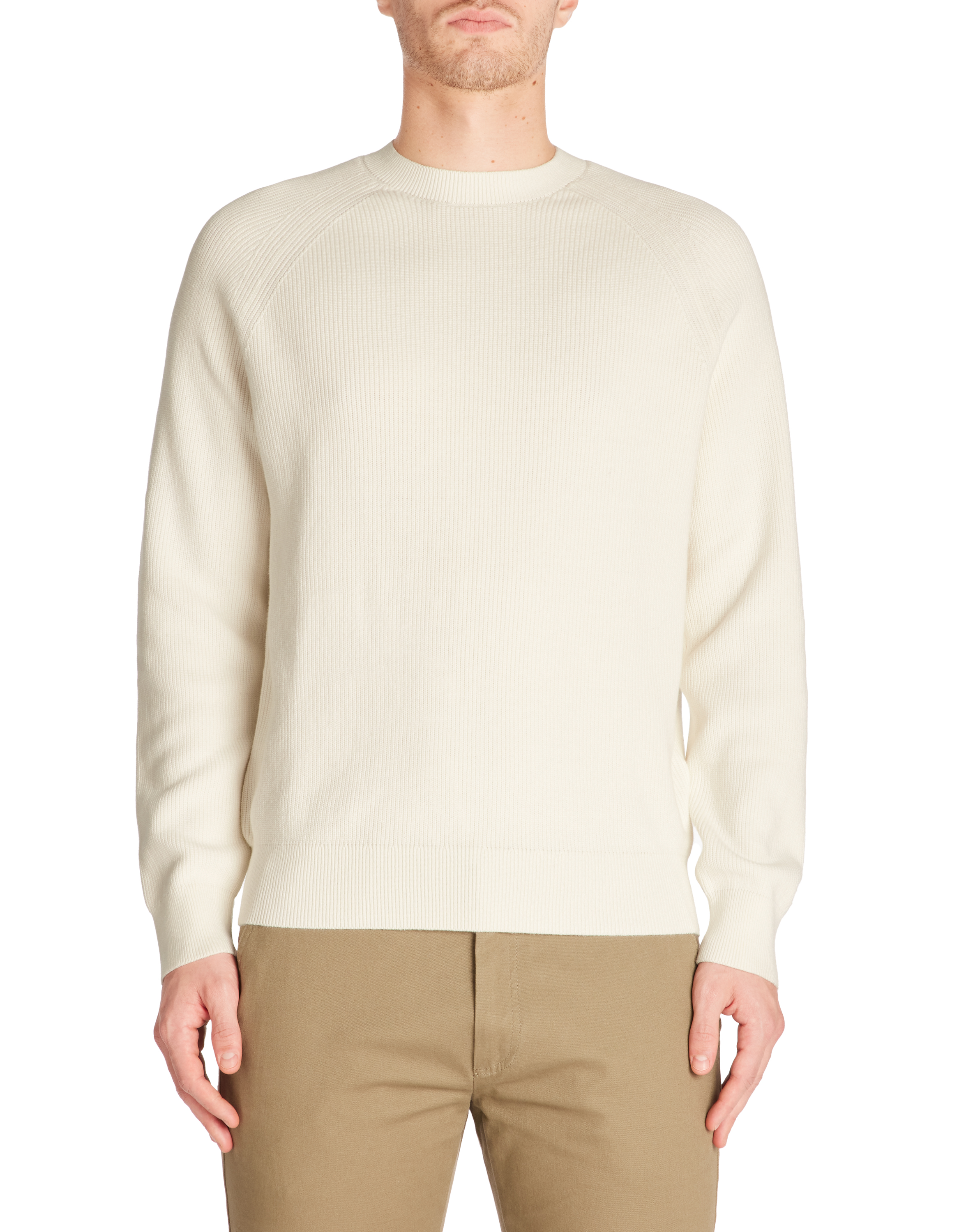 Pull col rond 100% coton - beige - camaieu - Modalova