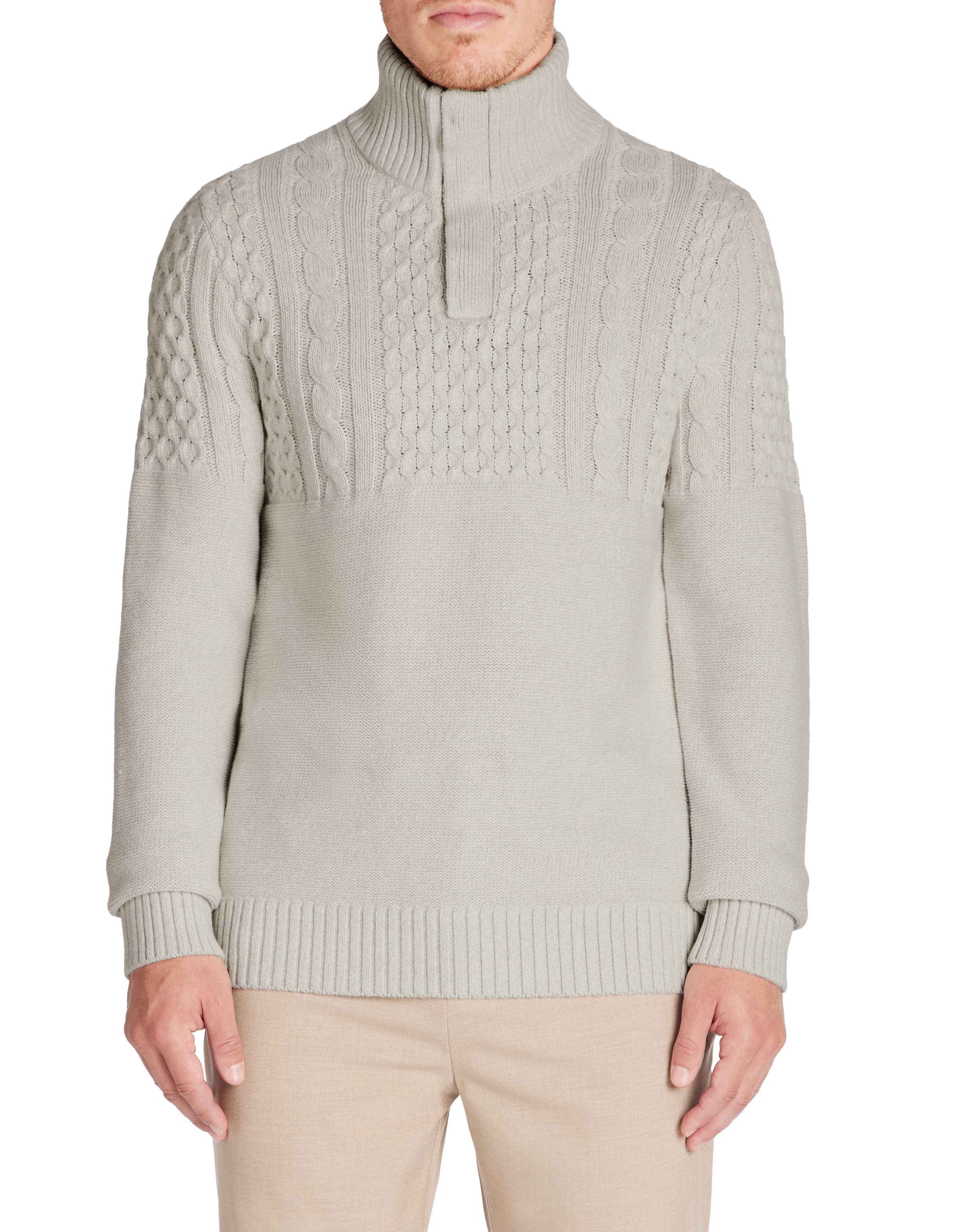 Pull col montant regular coton mélangé - blanc - camaieu - Modalova