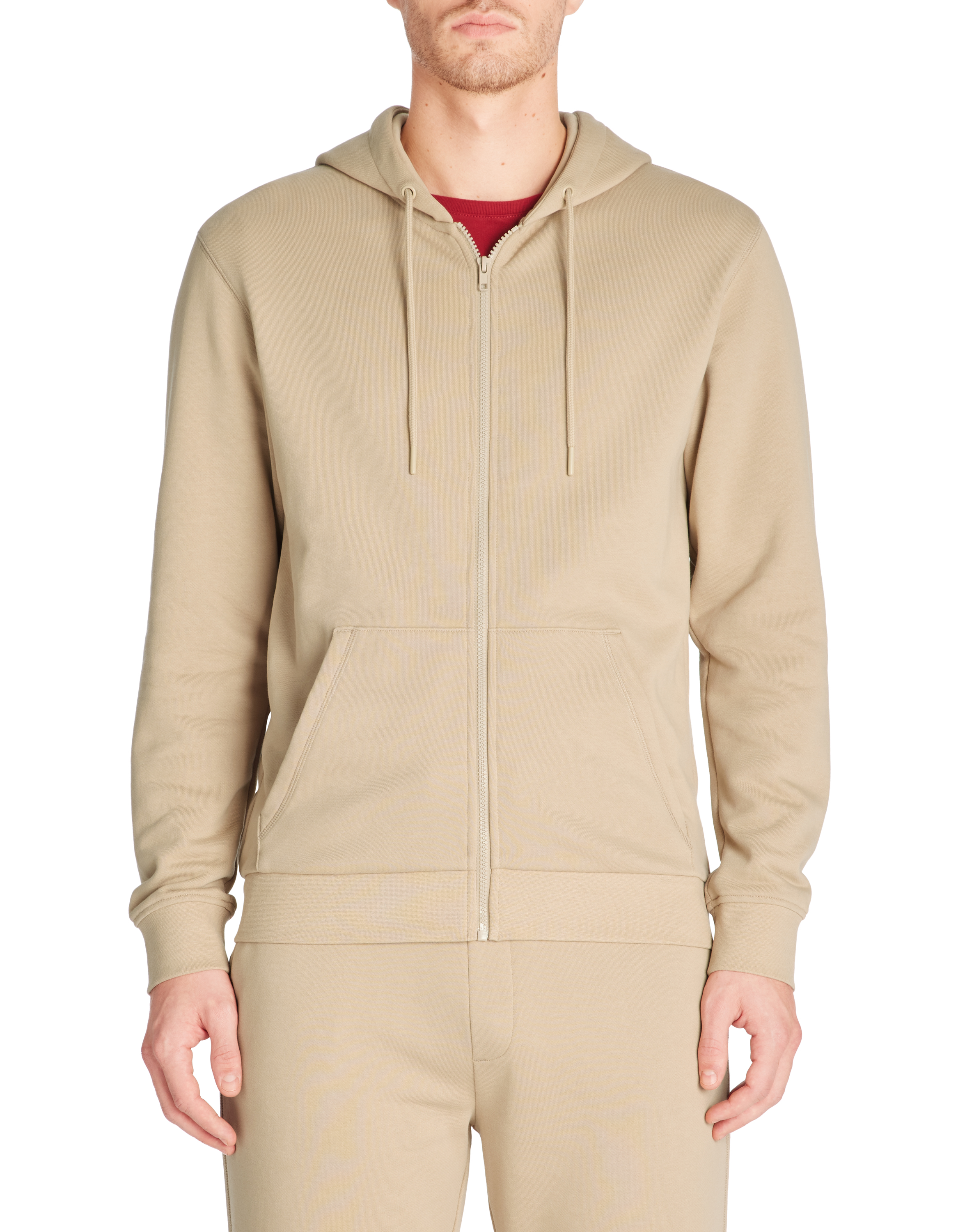 Sweat zippé capuche regular 100% coton - beige - camaieu - Modalova