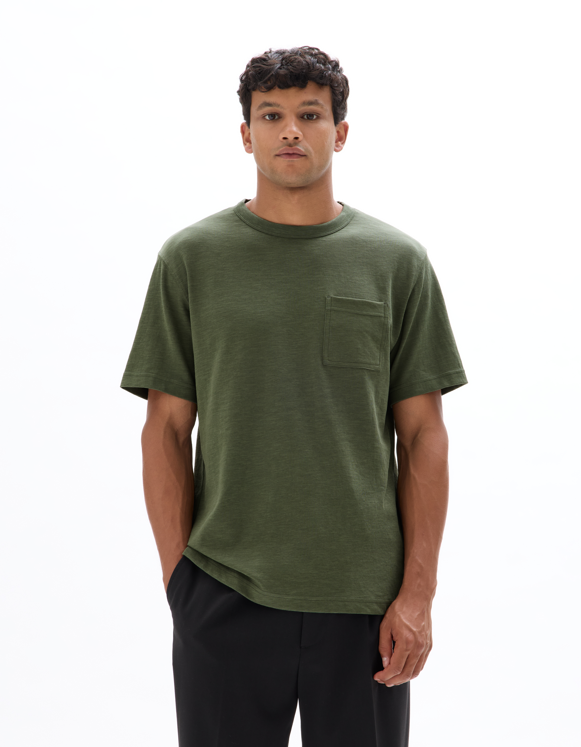 T-shirt boxy col rond flammé - kaki - camaieu - Modalova