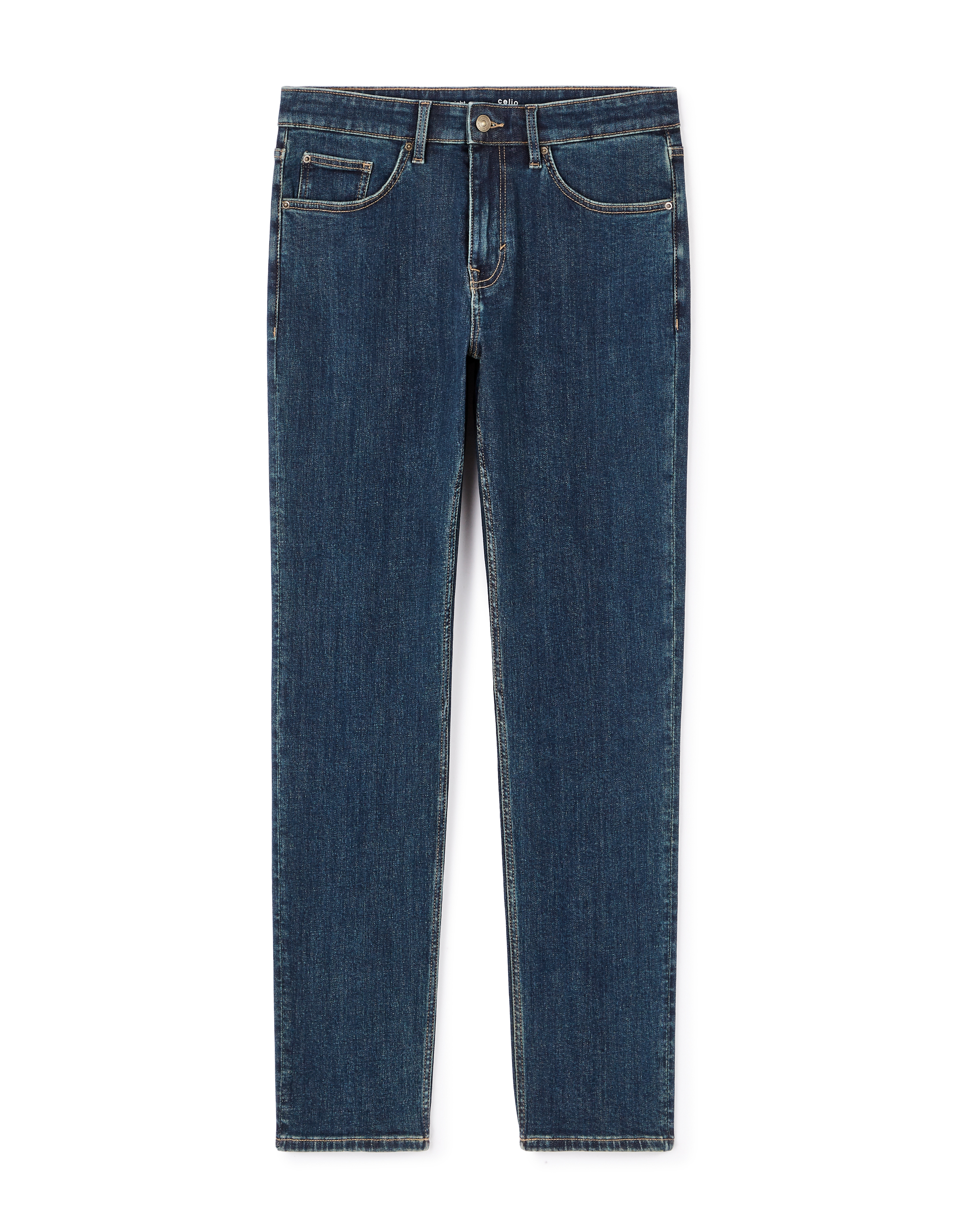 Jean C.15 straight coton stretch 3 longueurs - bleu foncé