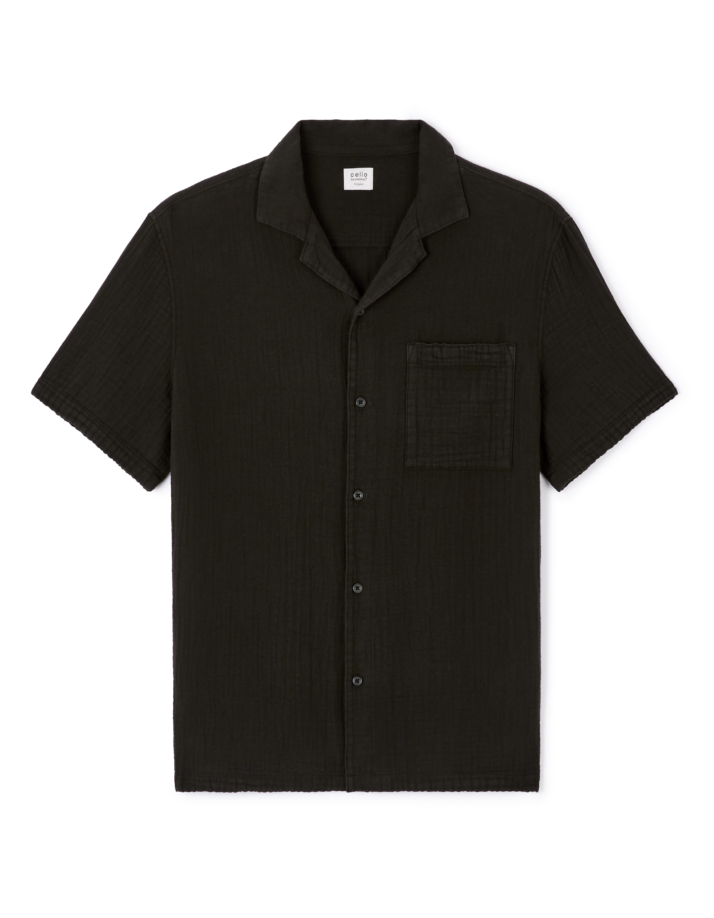 Chemisette regular en gaze de coton - noir