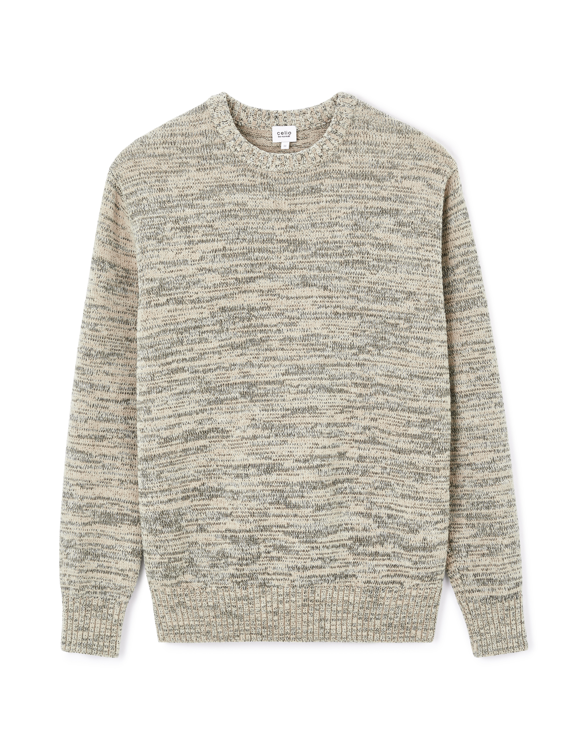Pull col rond 100% coton - taupe clair