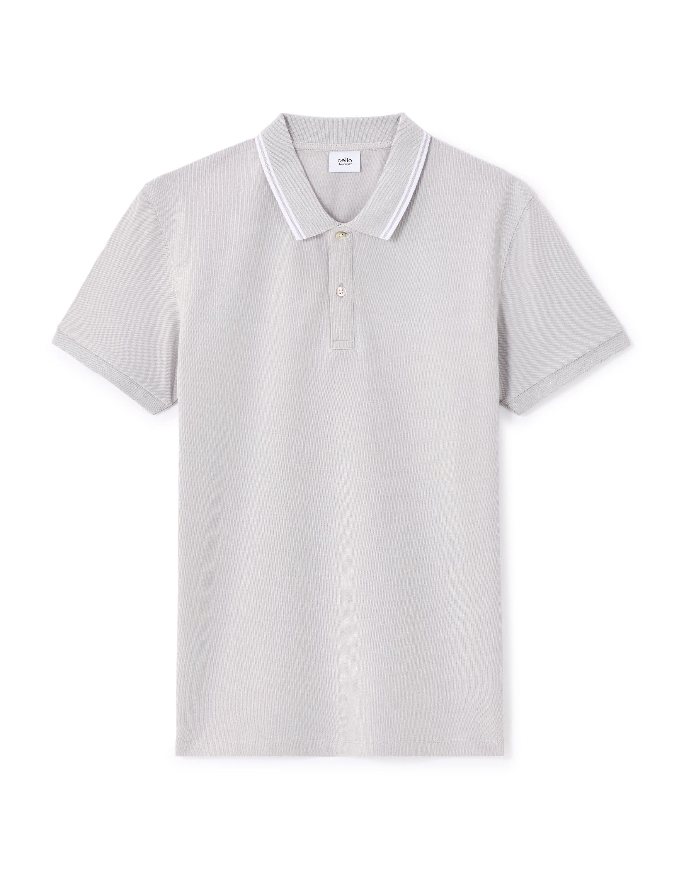 Polo slim coton stretch - gris clair
