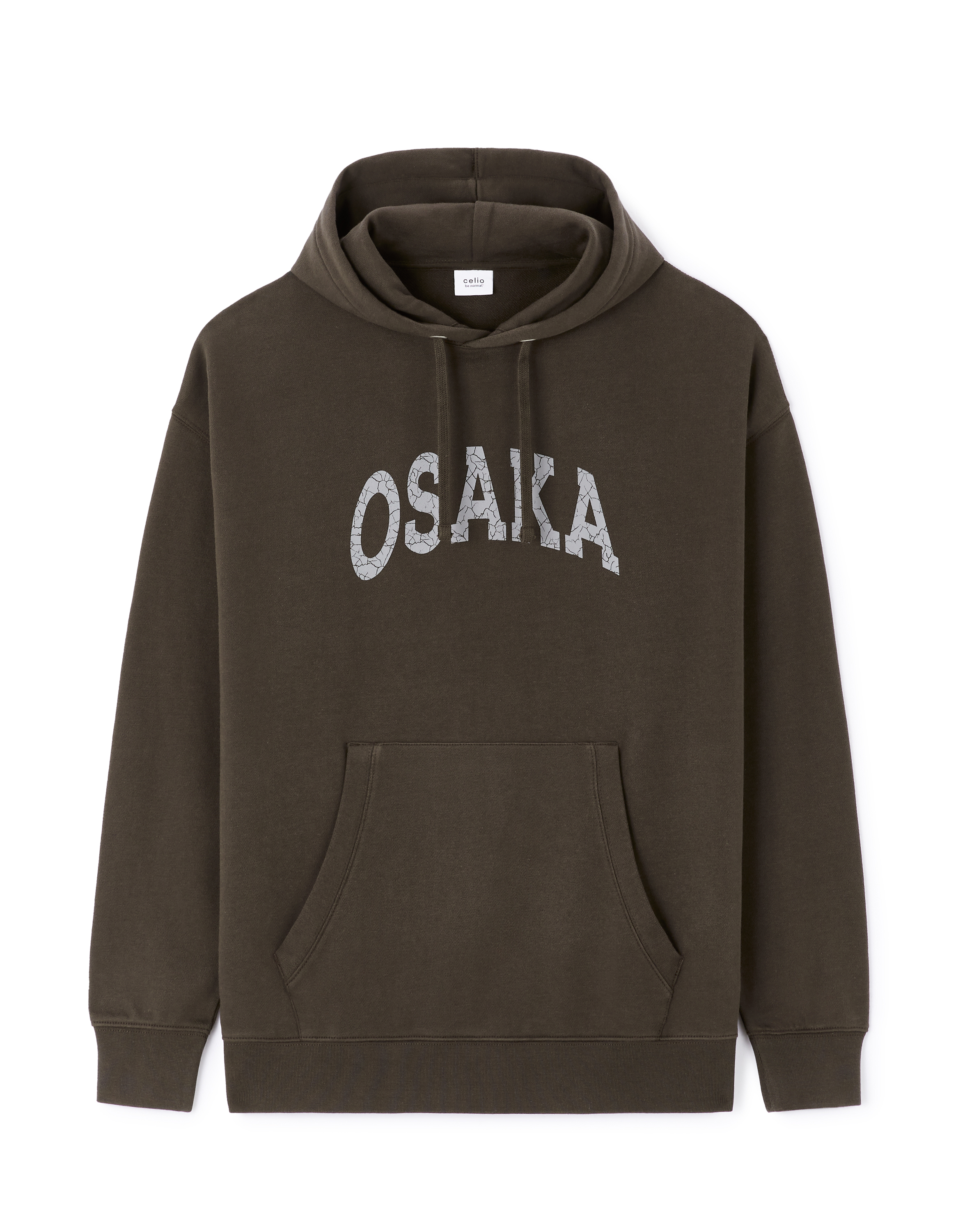 Sweat oversize capuche 100% coton - kaki