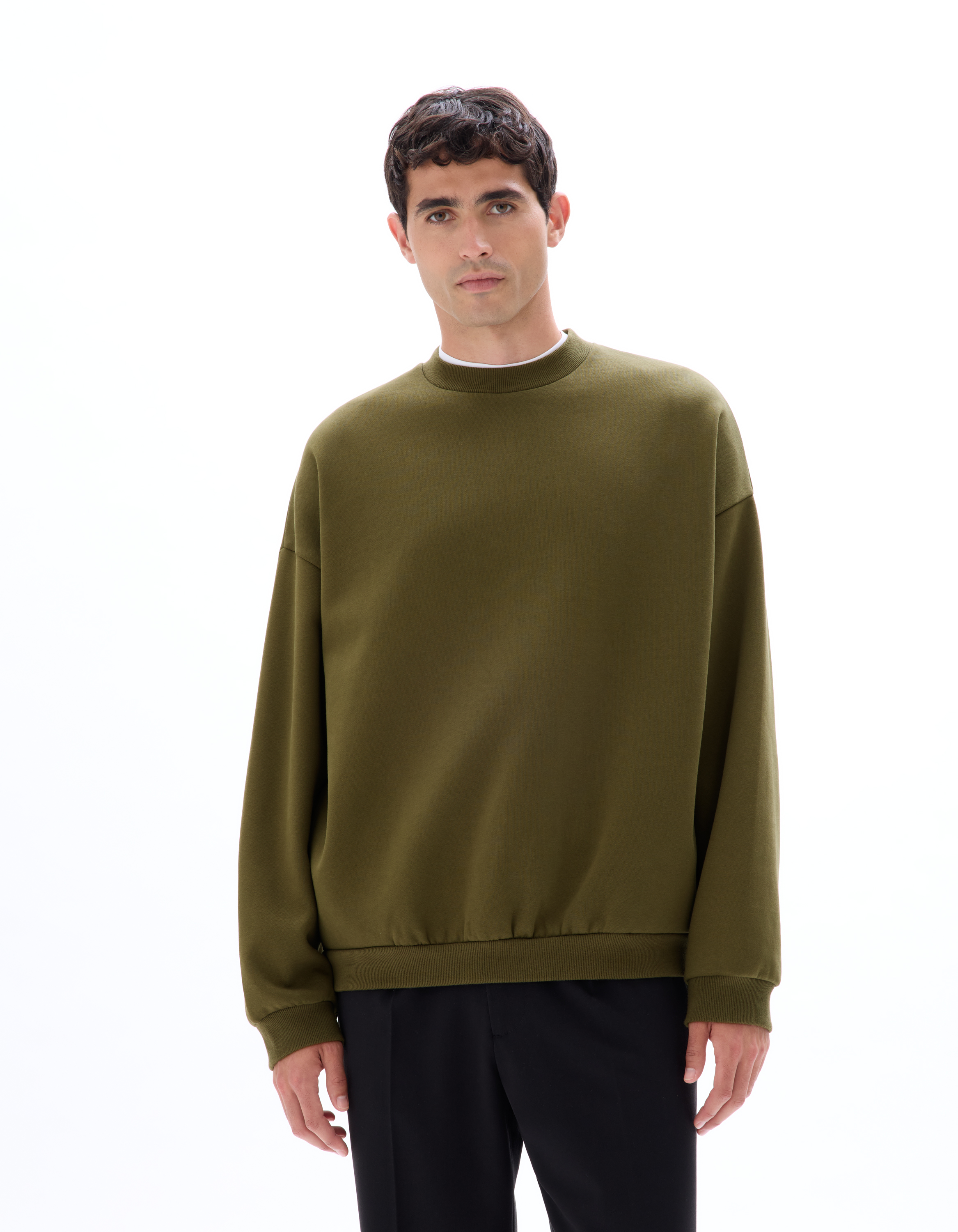 Sweat oversize Col rond fantaisie - kaki - camaieu - Modalova