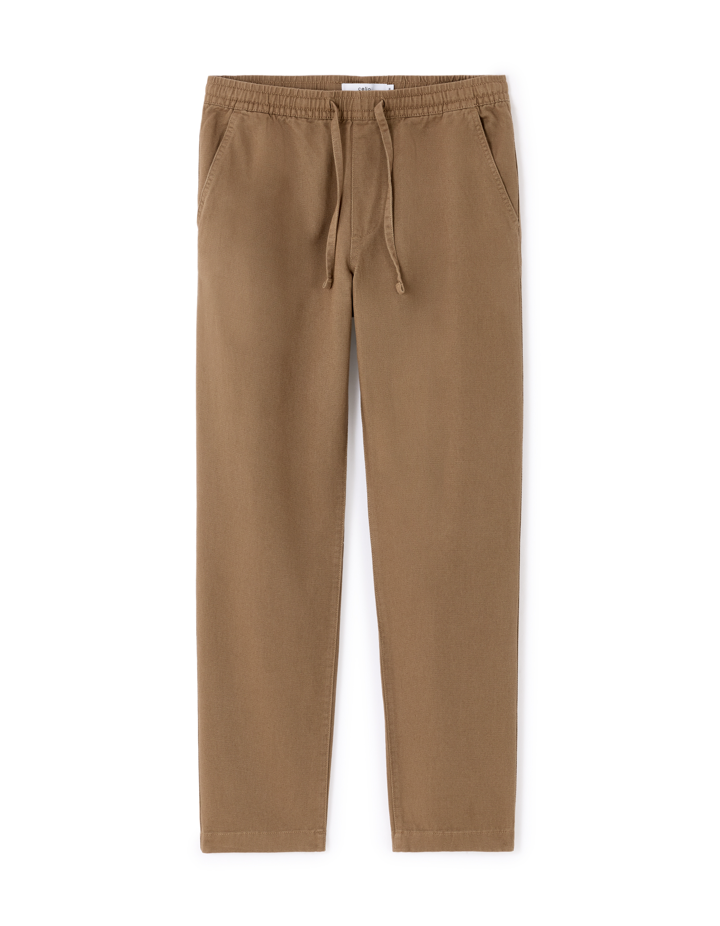 Pantalon relaxed en coton et lin - taupe