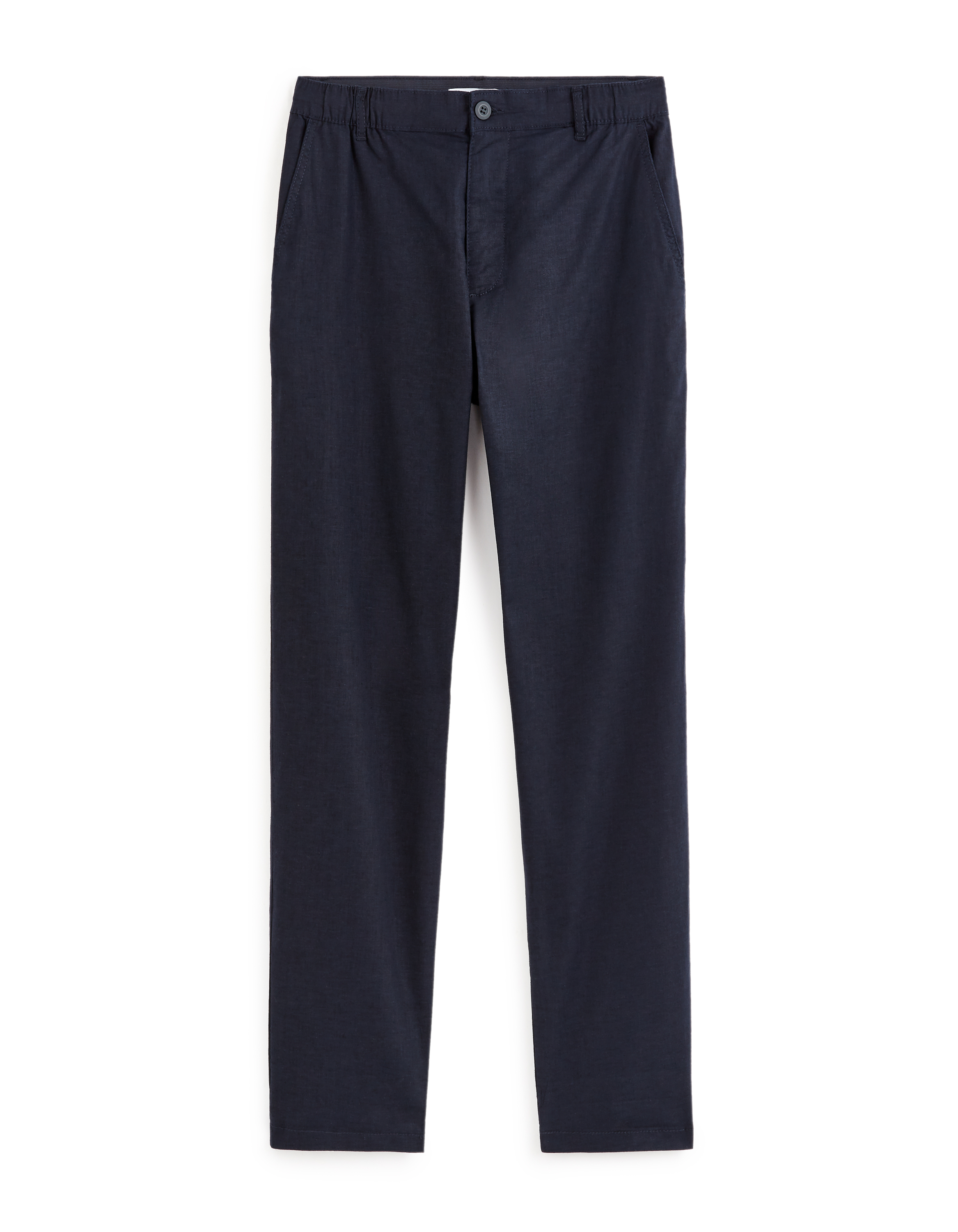 Pantalon straight en lin et coton - marine