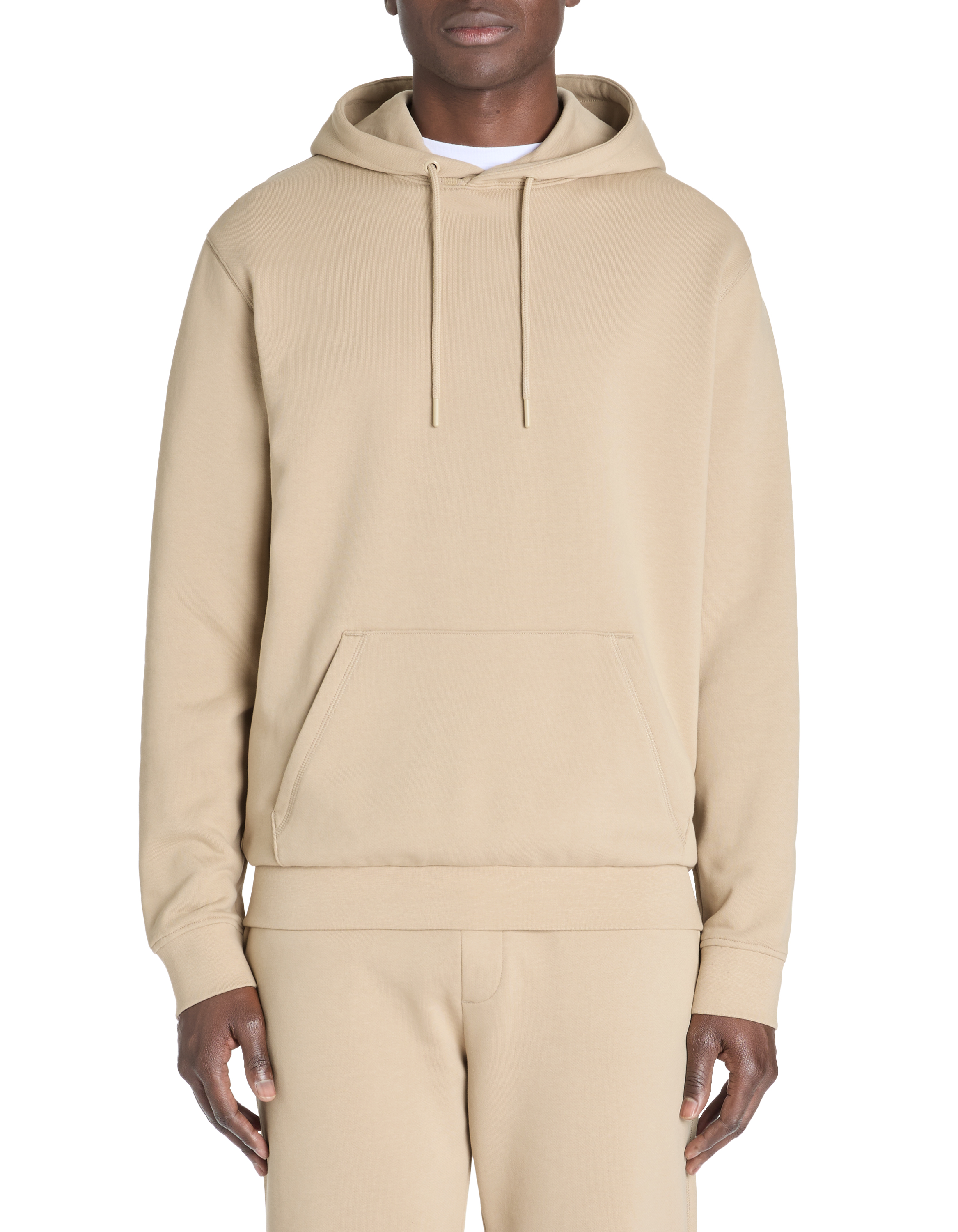 Sweat regular capuche 100% coton - beige - camaieu - Modalova