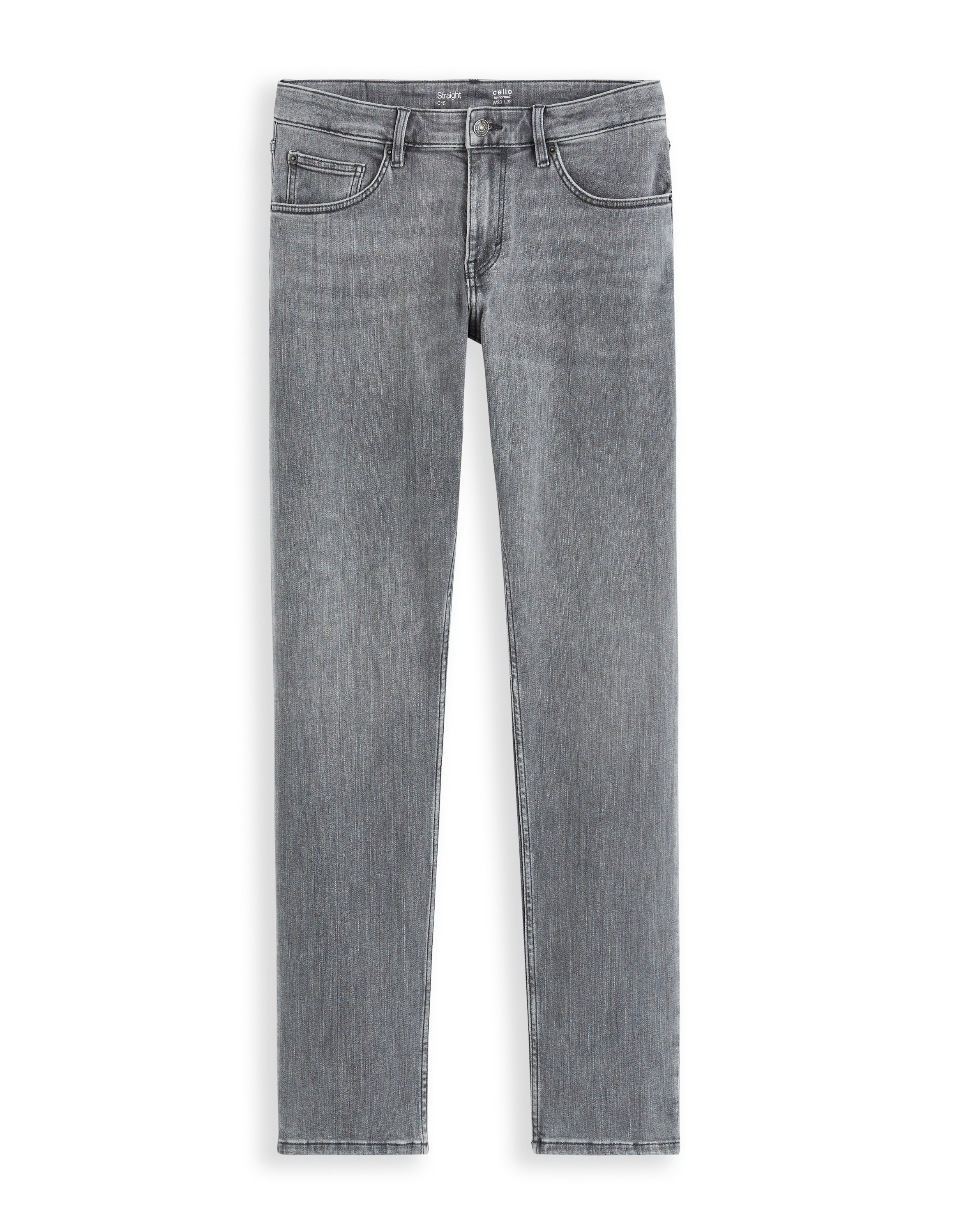 Jean C.15 straight coton stretch 3 longueurs - gris